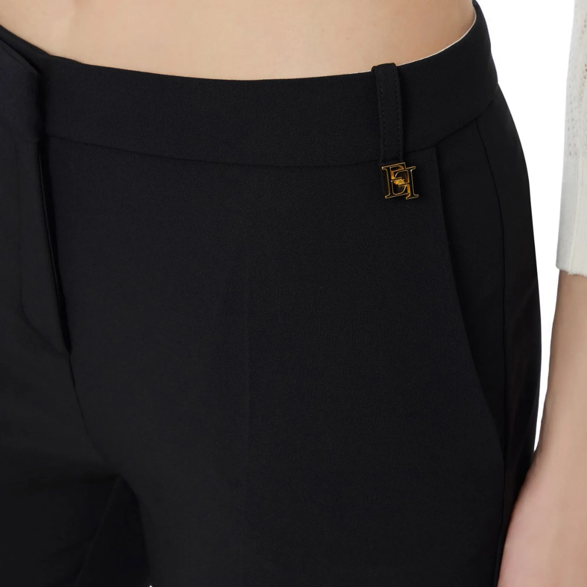 Elisabetta Franchi B'Lightweight Crepe Trousers With Charm Logo' Black Pa16661E2 177887