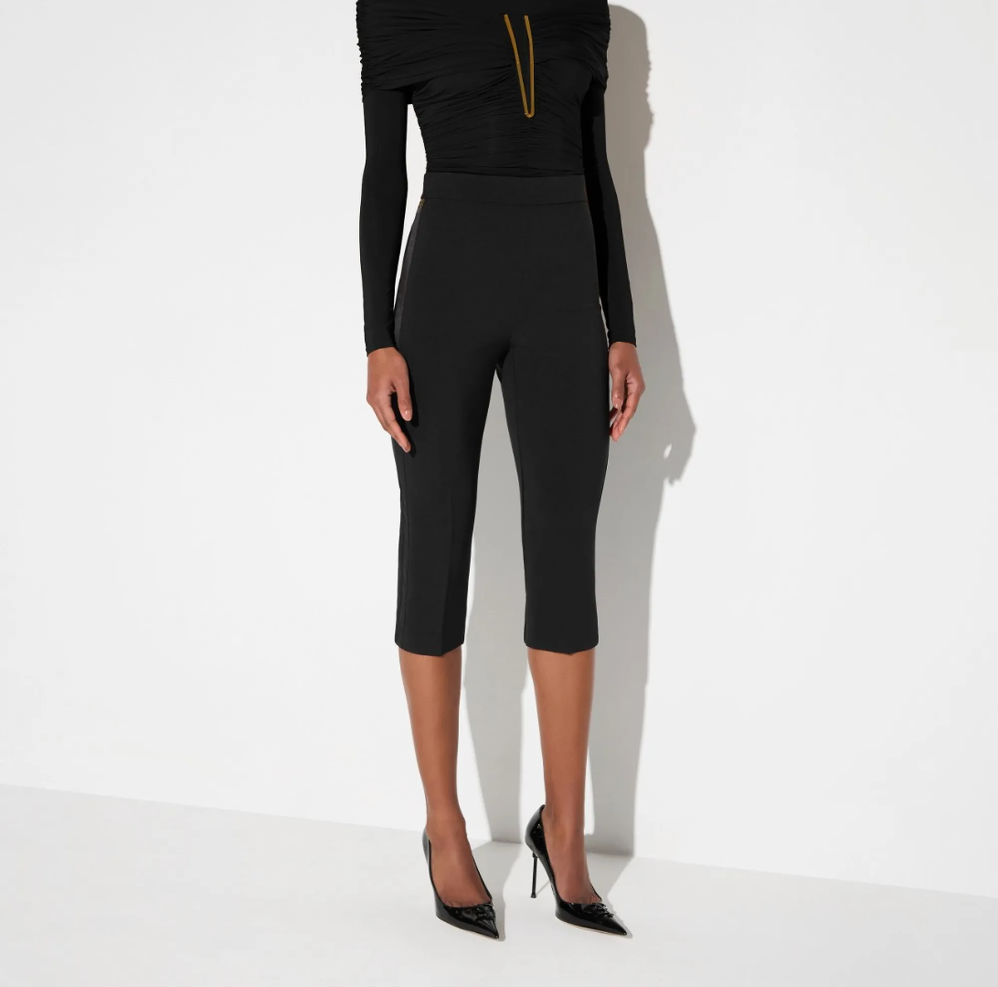 Elisabetta Franchi B'Lightweight Crepe And Satin Trousers' Black Pa20567E2 188373