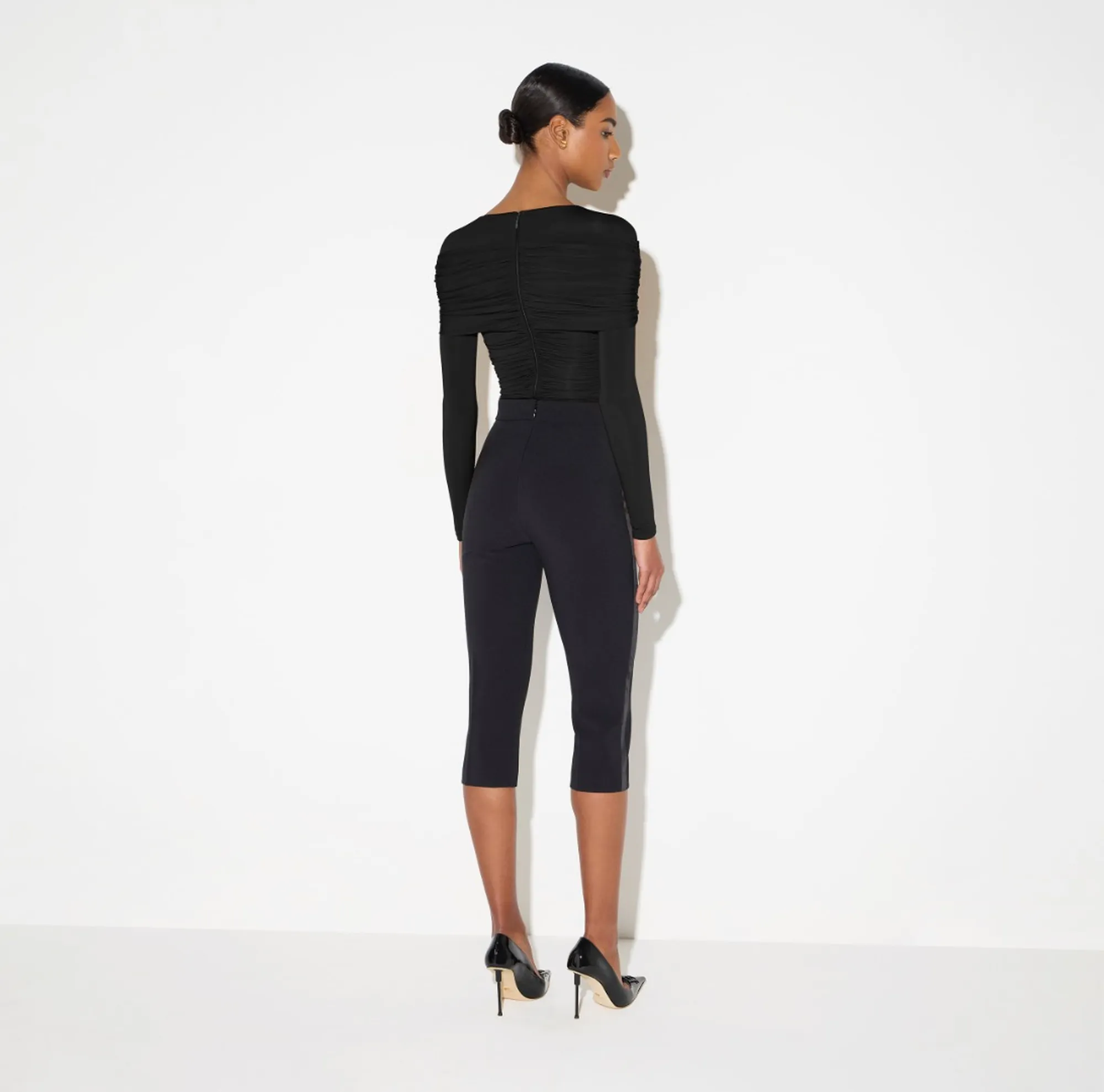 Elisabetta Franchi B'Lightweight Crepe And Satin Trousers' Black Pa20567E2 188375