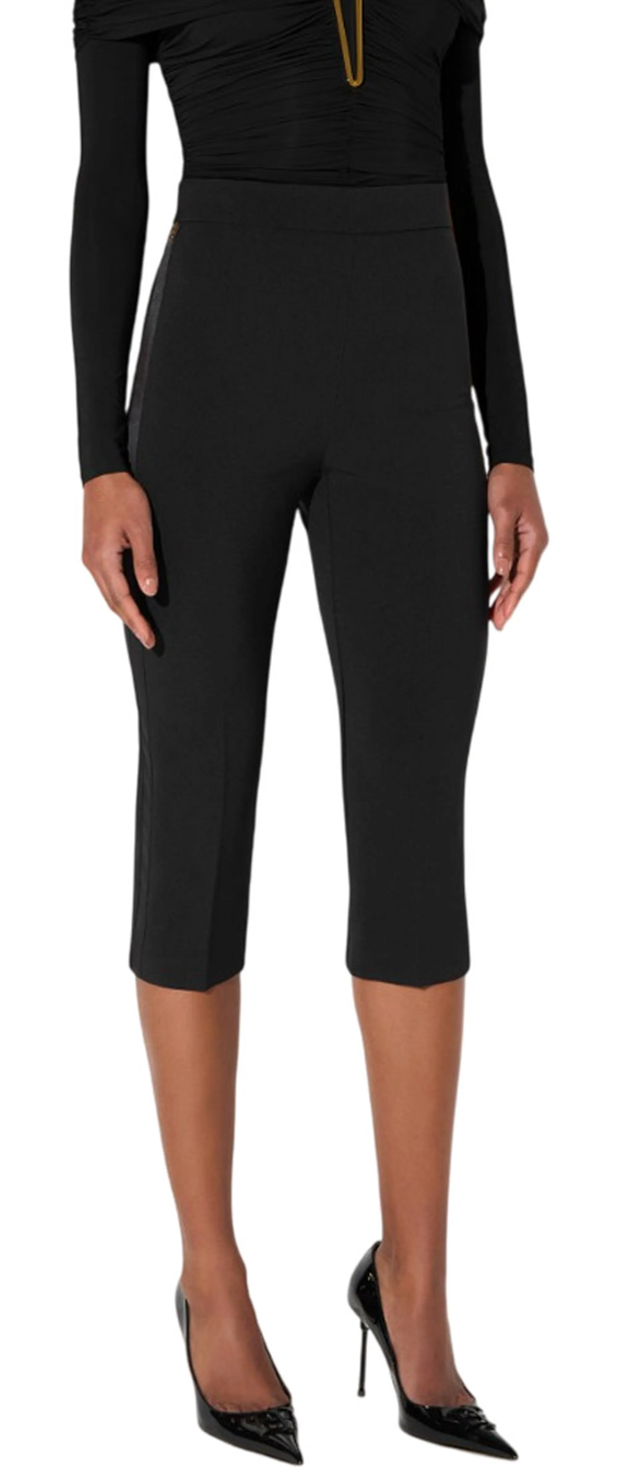 Elisabetta Franchi B'Lightweight Crepe And Satin Trousers' Black Pa20567E2 188881