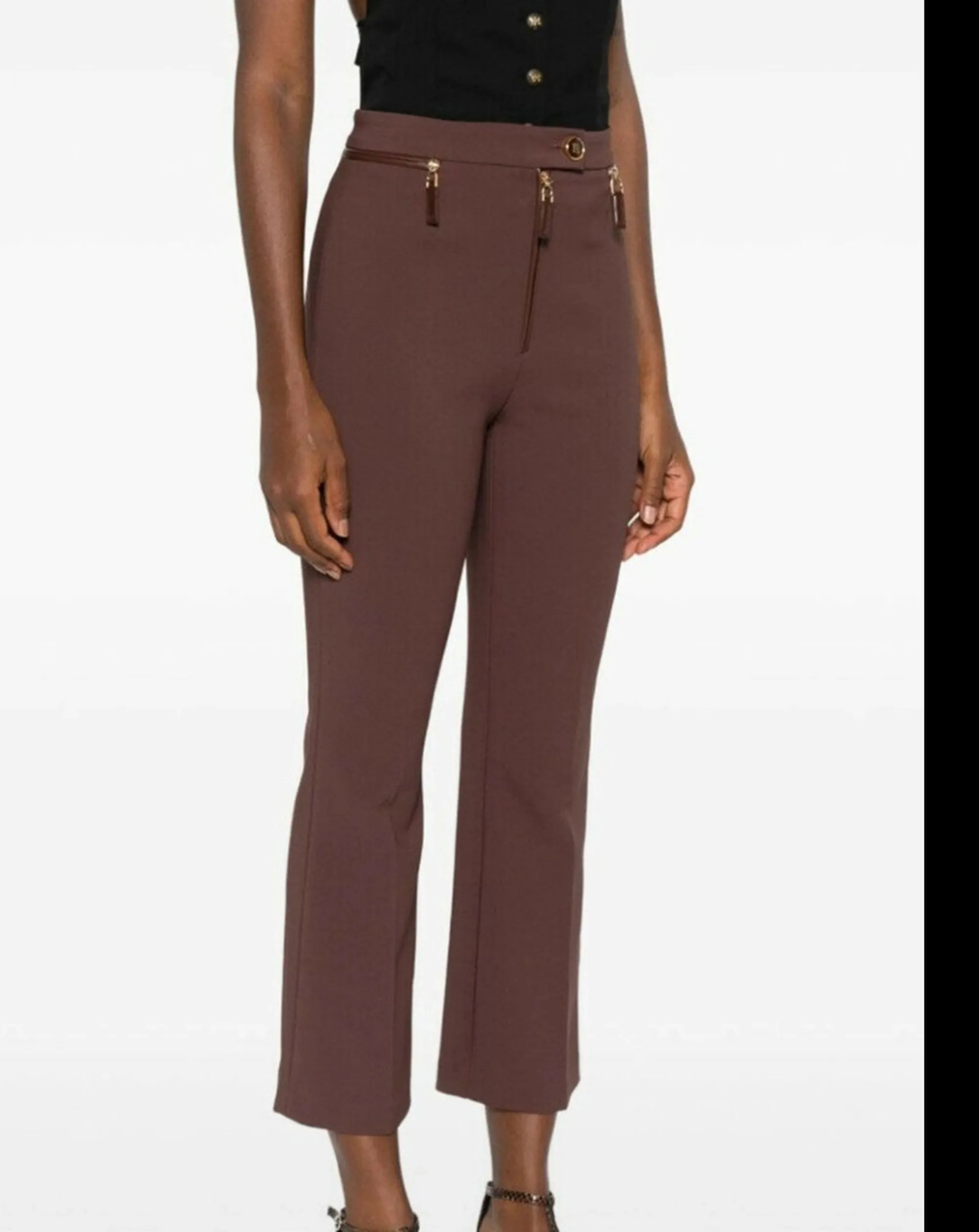 Elisabetta Franchi B'Double Crepe Trousers' Caffe Pa10856E2 159026