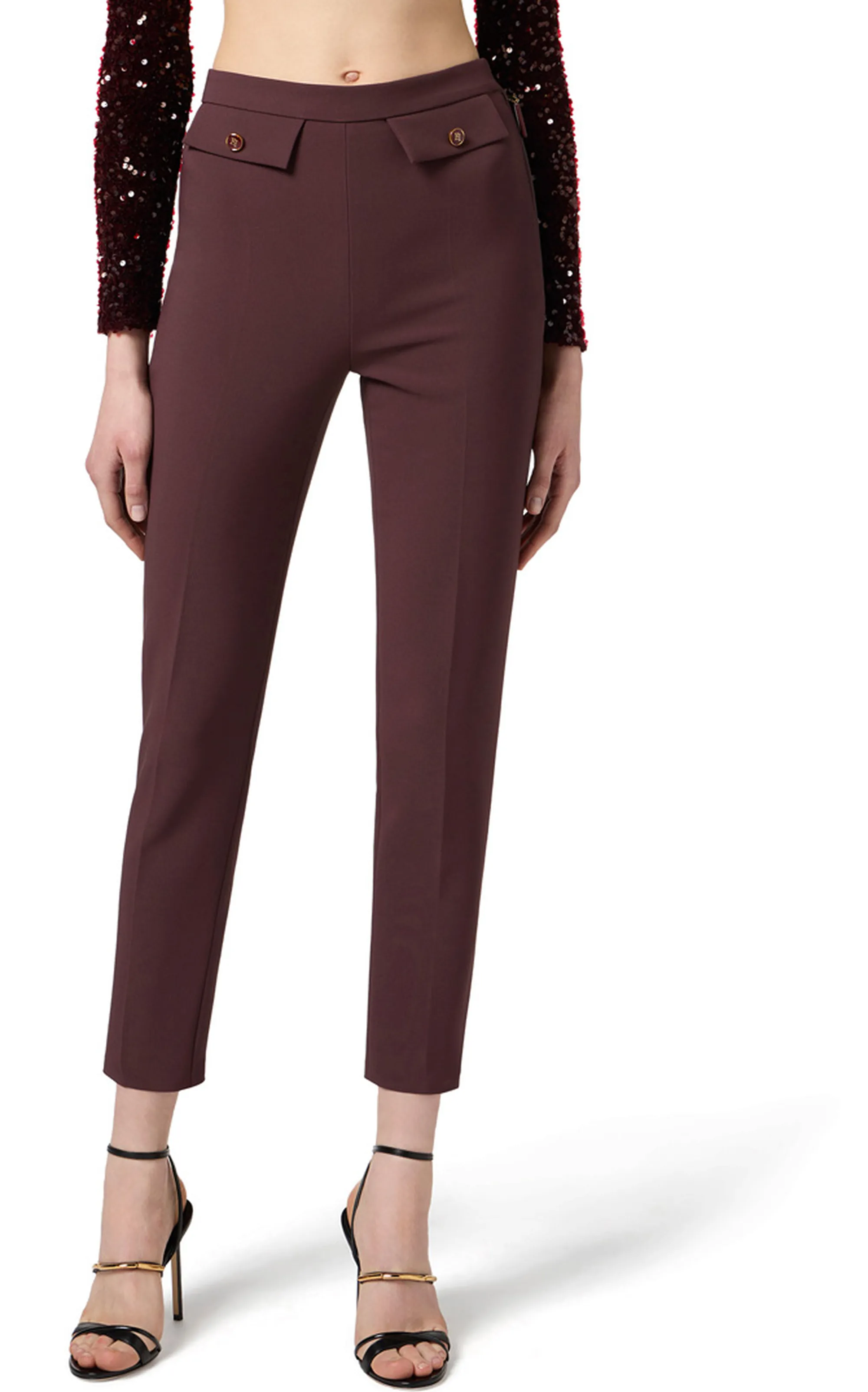 Elisabetta Franchi B'Double Crepe Trousers' Merlot Pa12056E2 153549