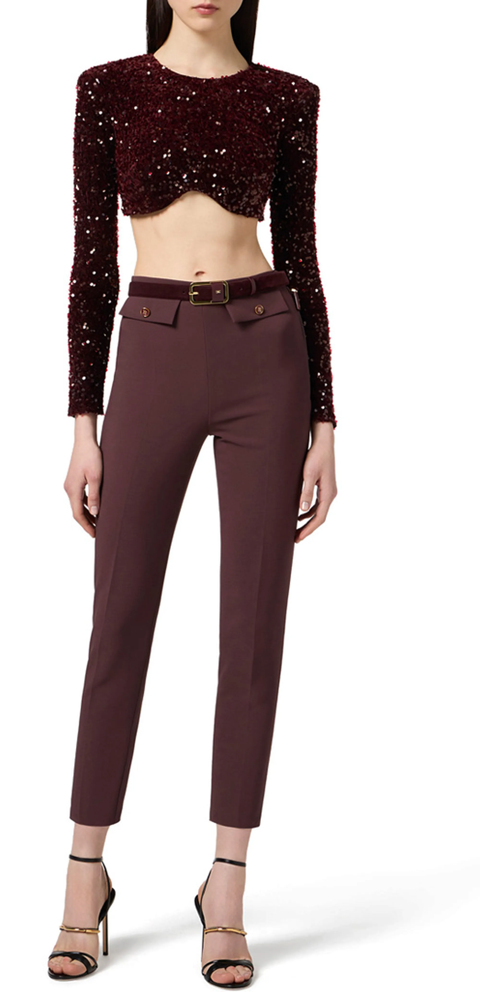 Elisabetta Franchi B'Double Crepe Trousers' Merlot Pa12056E2 153550