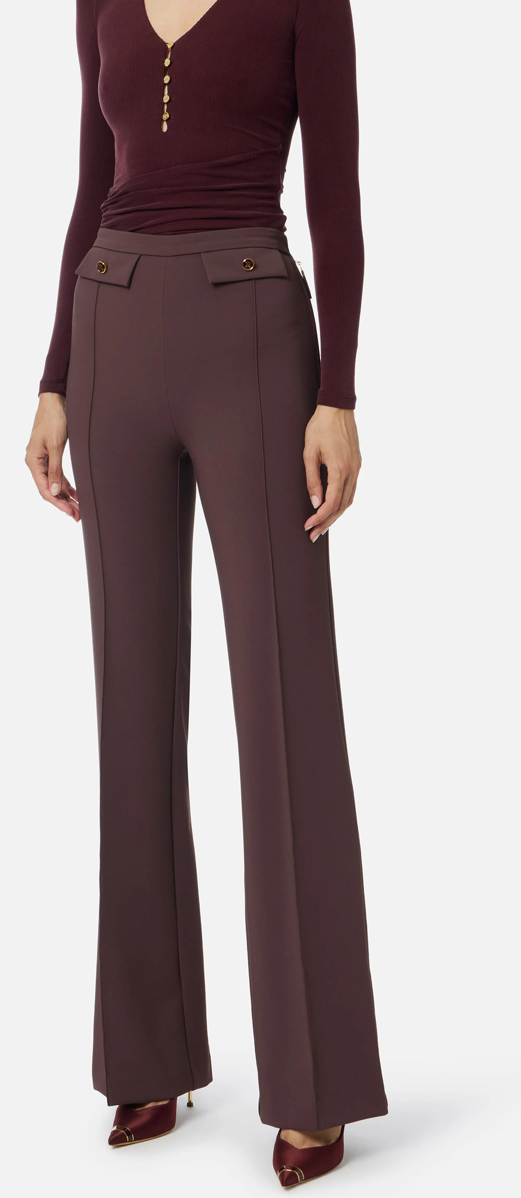Elisabetta Franchi B'Double Crepe Trousers' Merlot Pa12156E2 153361