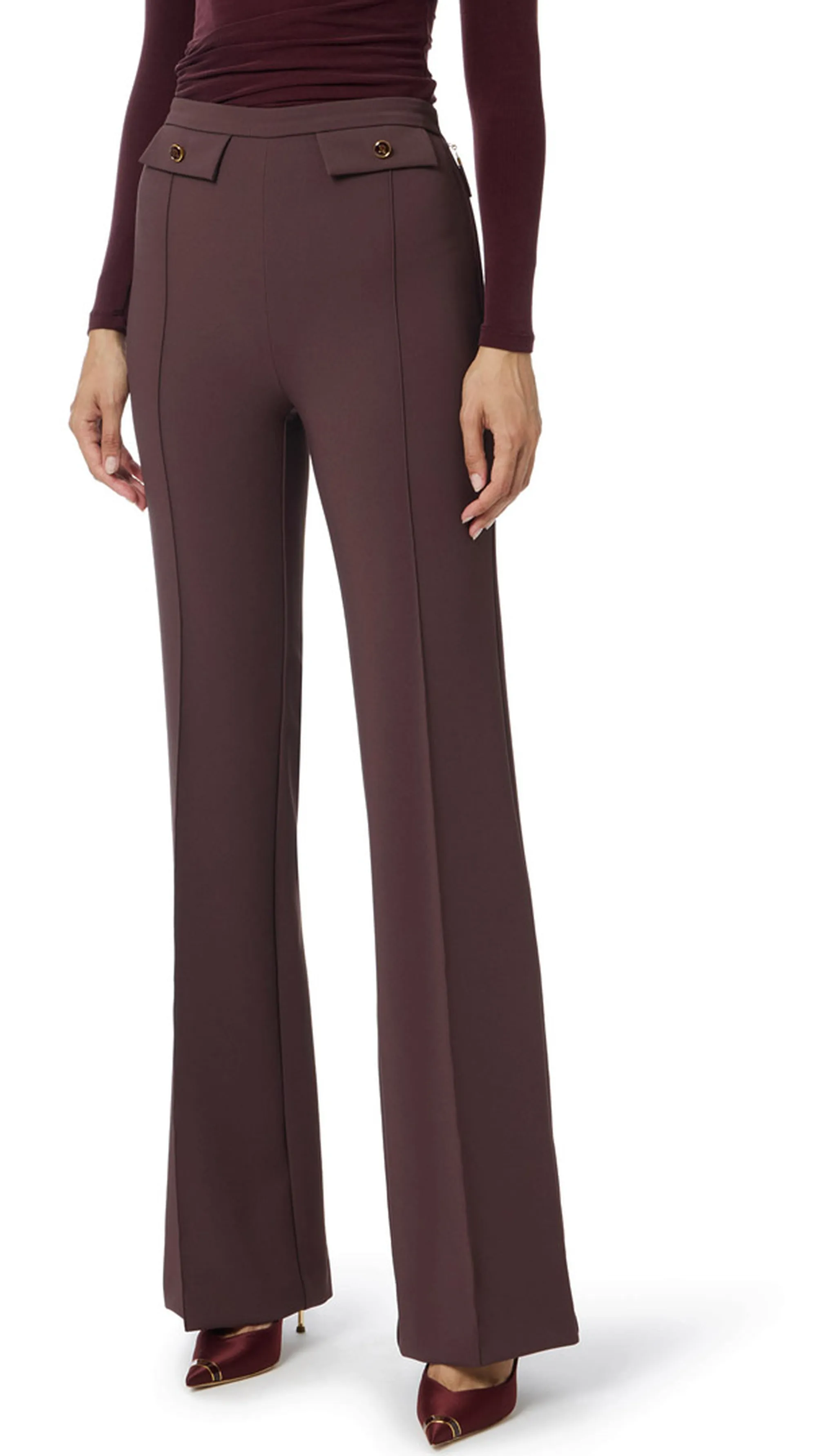 Elisabetta Franchi Pantalone In Doppio Crepe Merlot Pa12156E2 153535