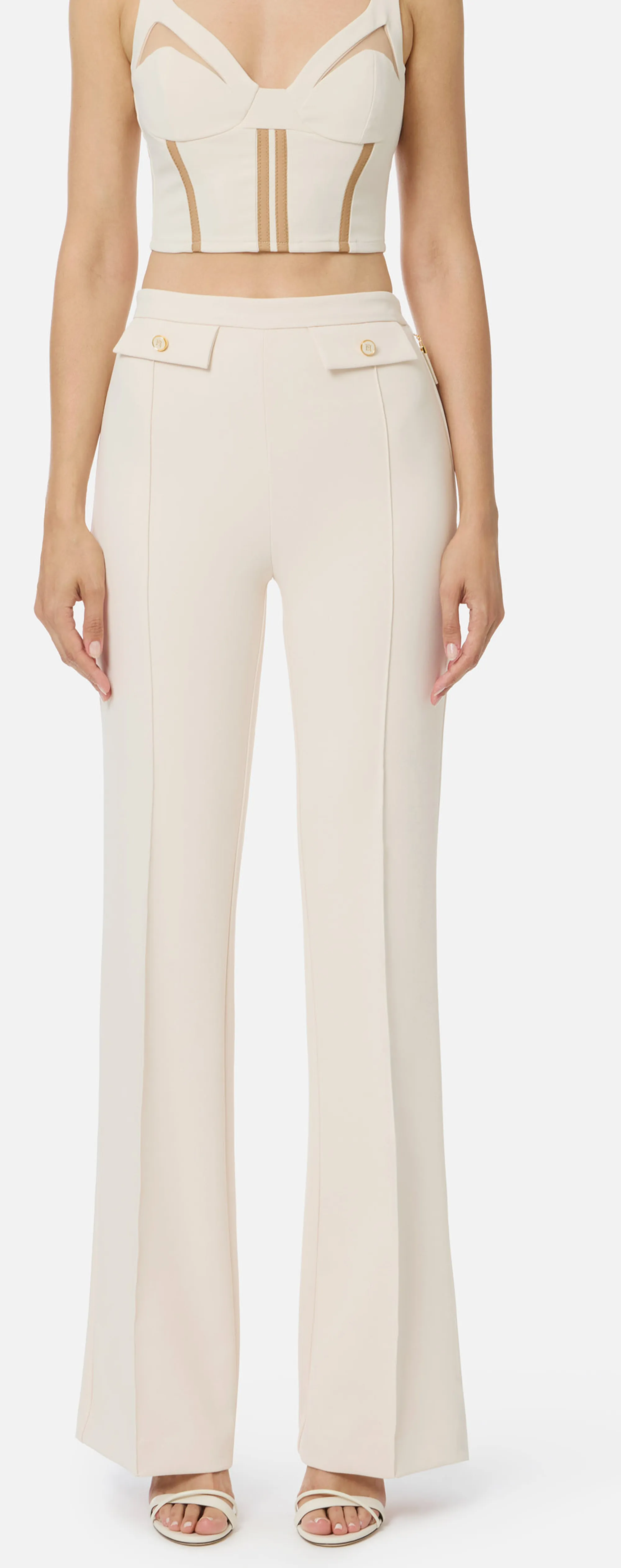 Elisabetta Franchi B'Double Crepe Trousers' Milk Pa12156E2 153354