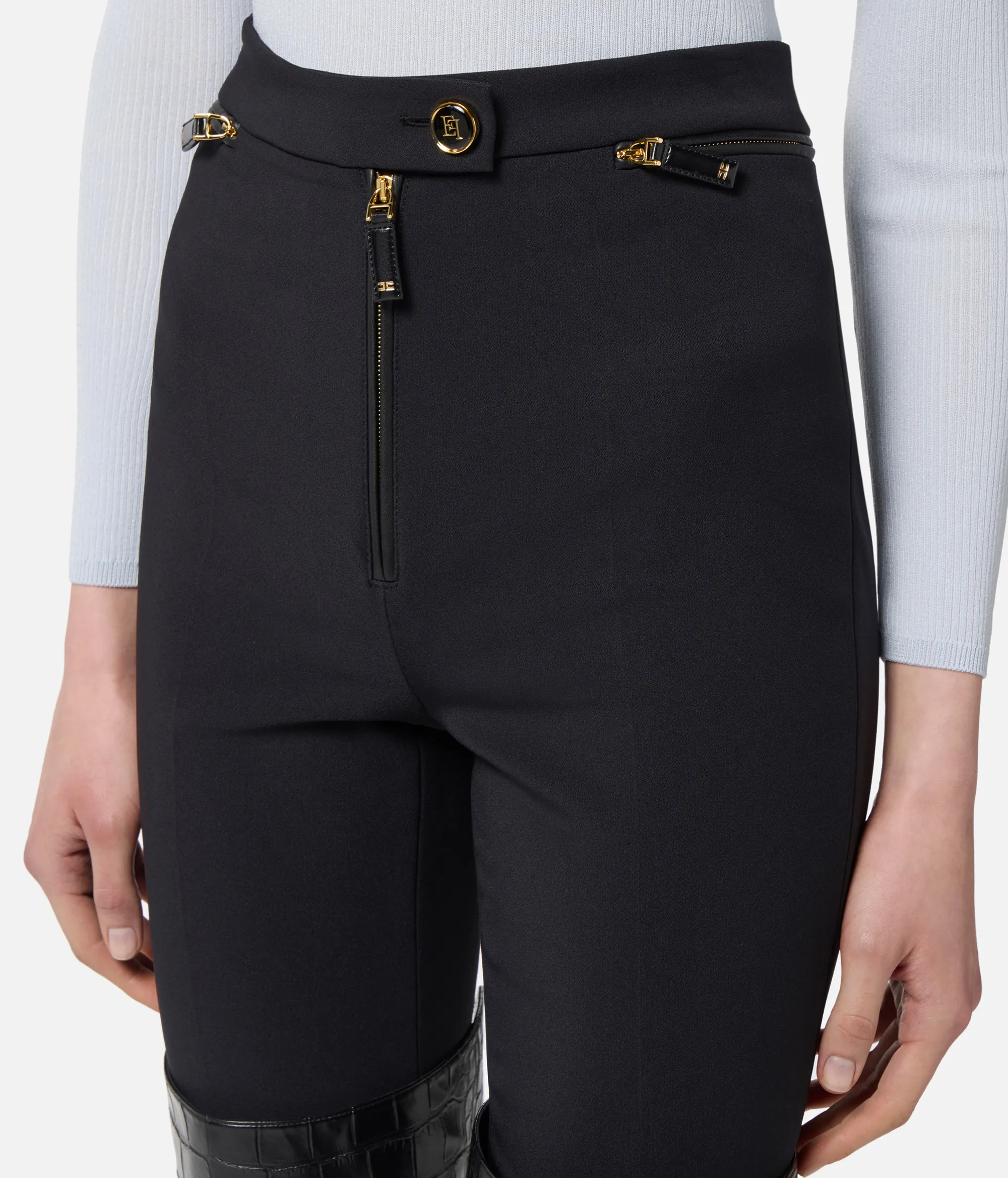 Elisabetta Franchi B'Double Crepe Trousers' Black Pa10856E2 153007