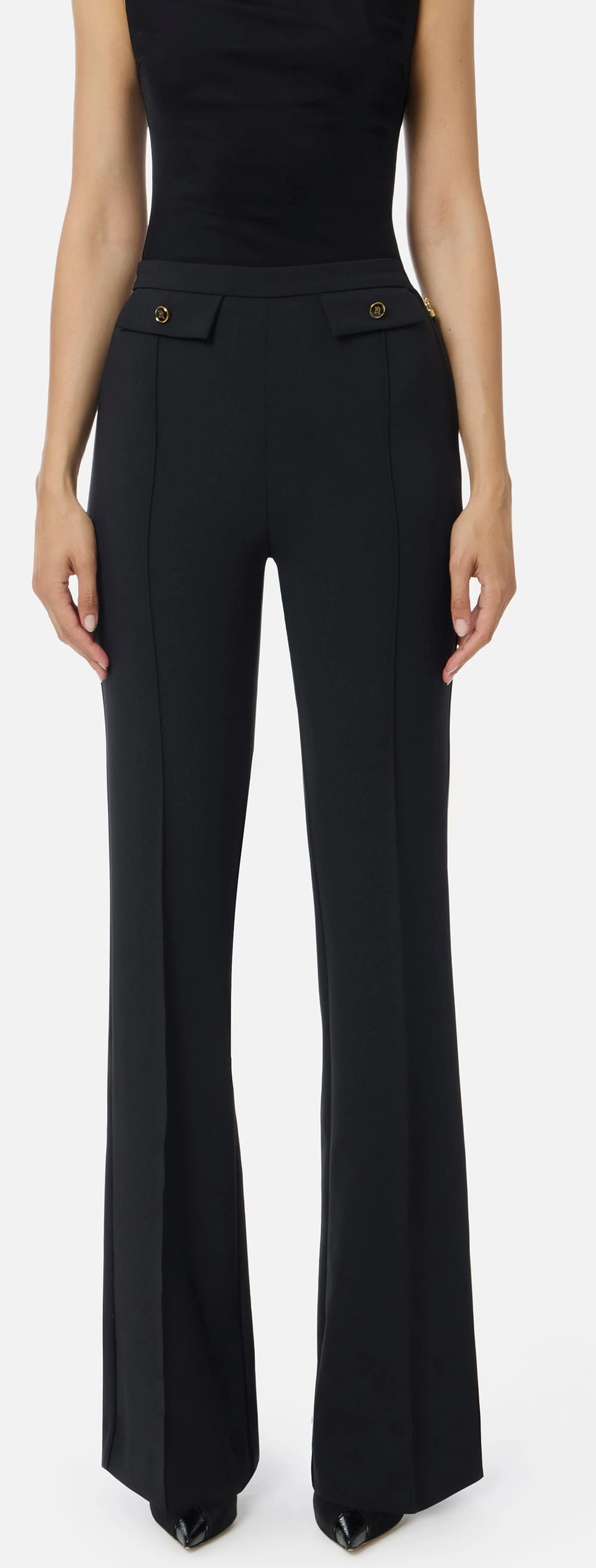 Elisabetta Franchi B'Double Crepe Trousers' Black Pa12156E2 153356