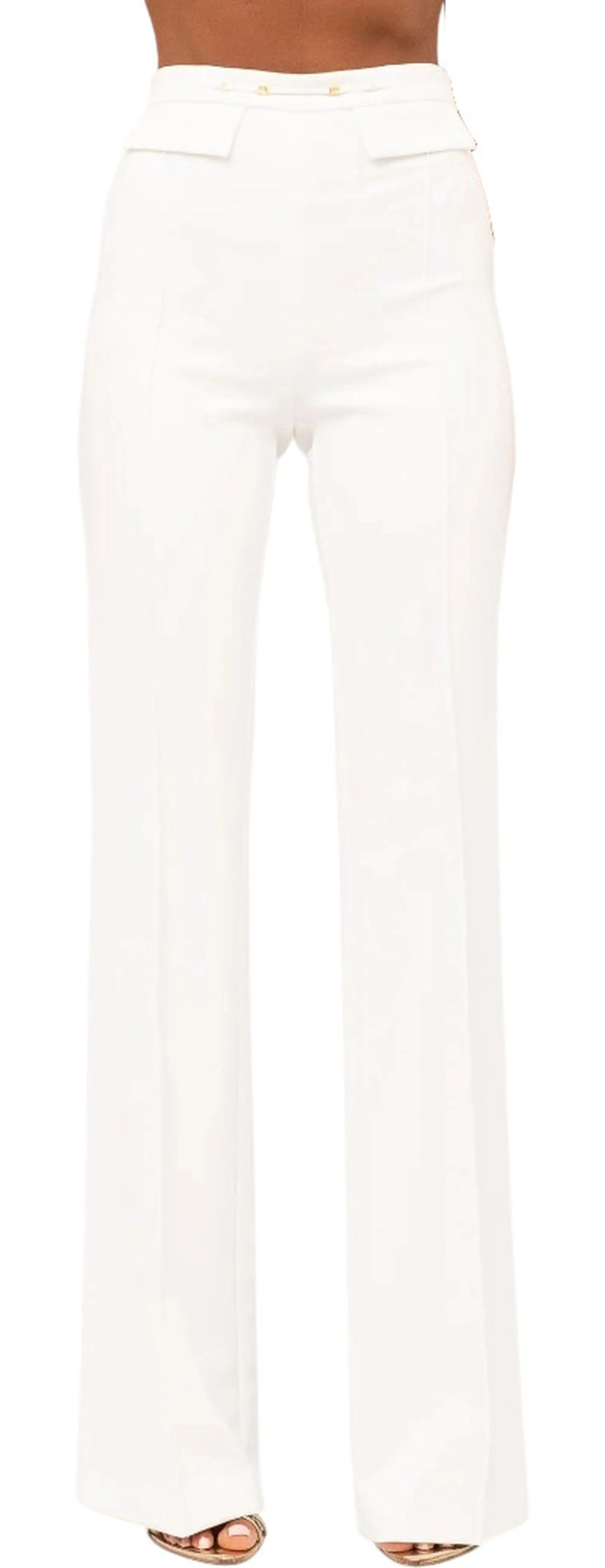 Elisabetta Franchi Pantalone In Doppio Crepe Stretch Avorio Pa19666E2 185040