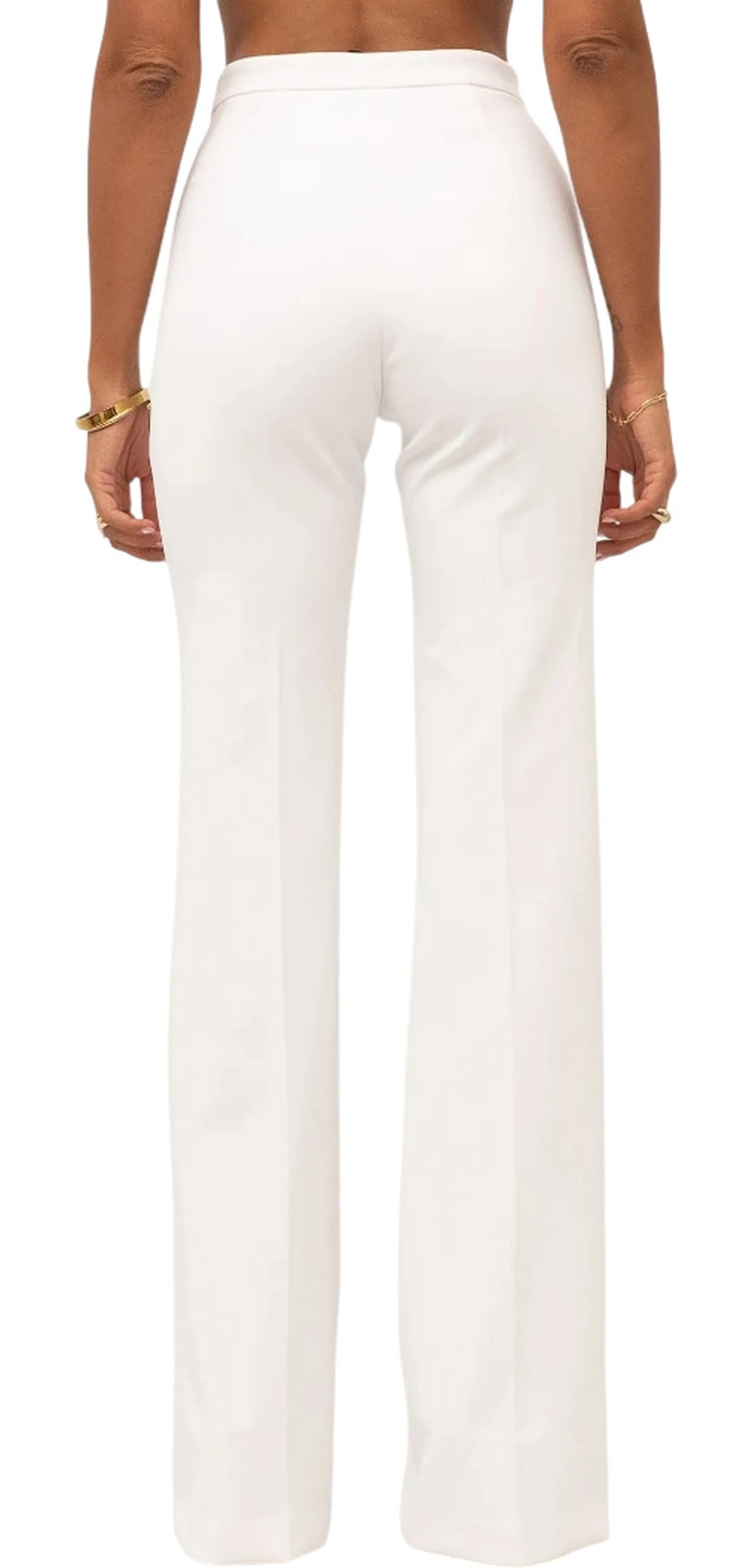 Elisabetta Franchi Pantalone In Doppio Crepe Stretch Avorio Pa19666E2 185041