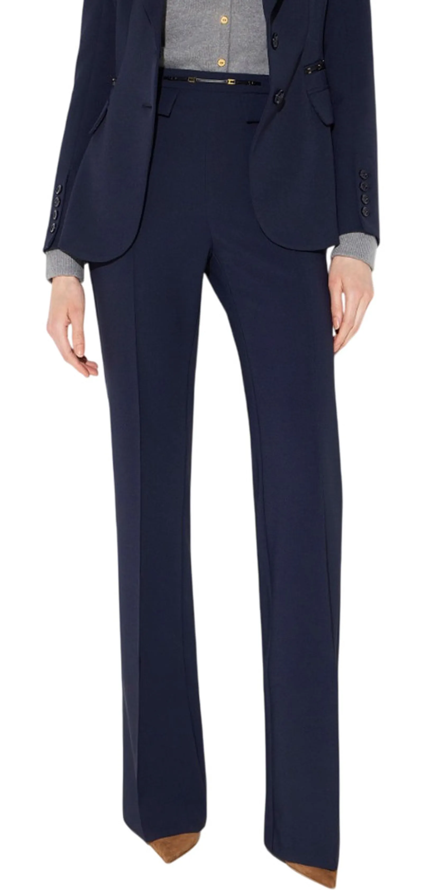 Elisabetta Franchi Pantalone In Doppio Crepe Stretch Blu Pa19666E2 185043