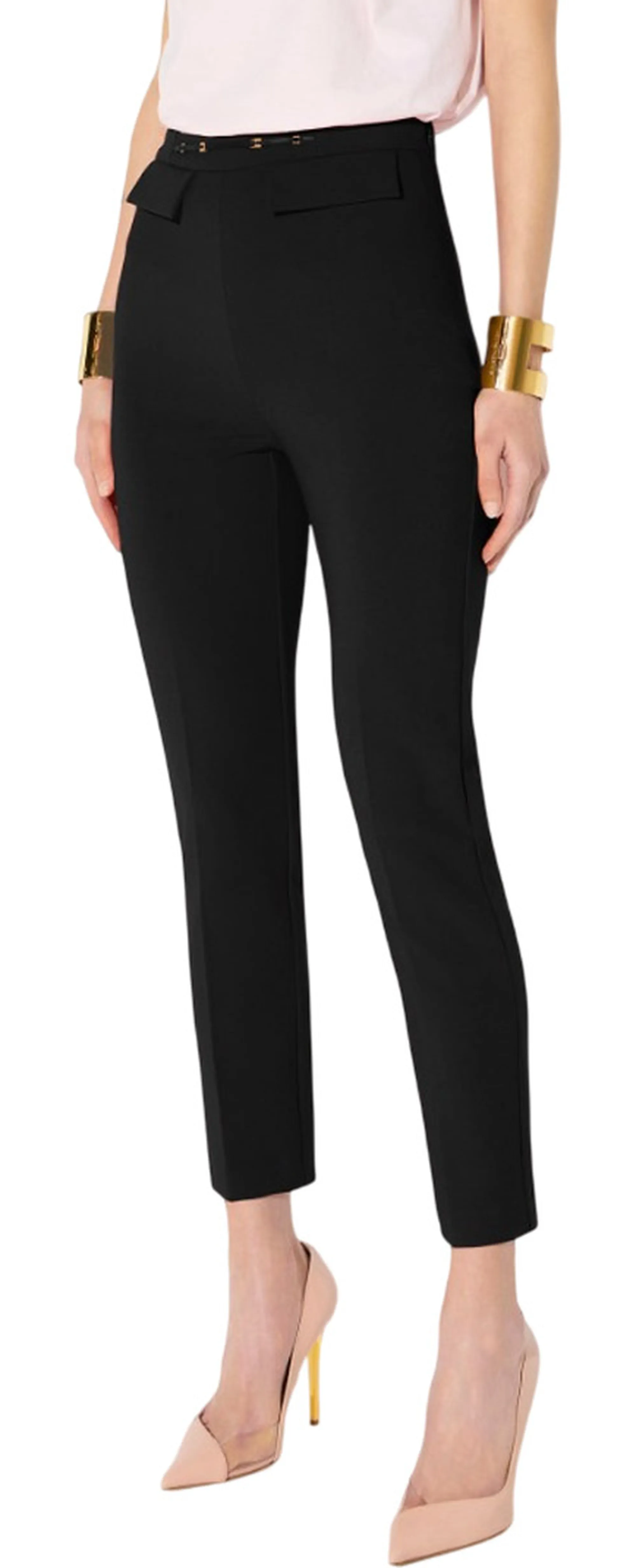 Elisabetta Franchi Pantalone In Doppio Crepe Stretch Nero Pa19566E2 185046