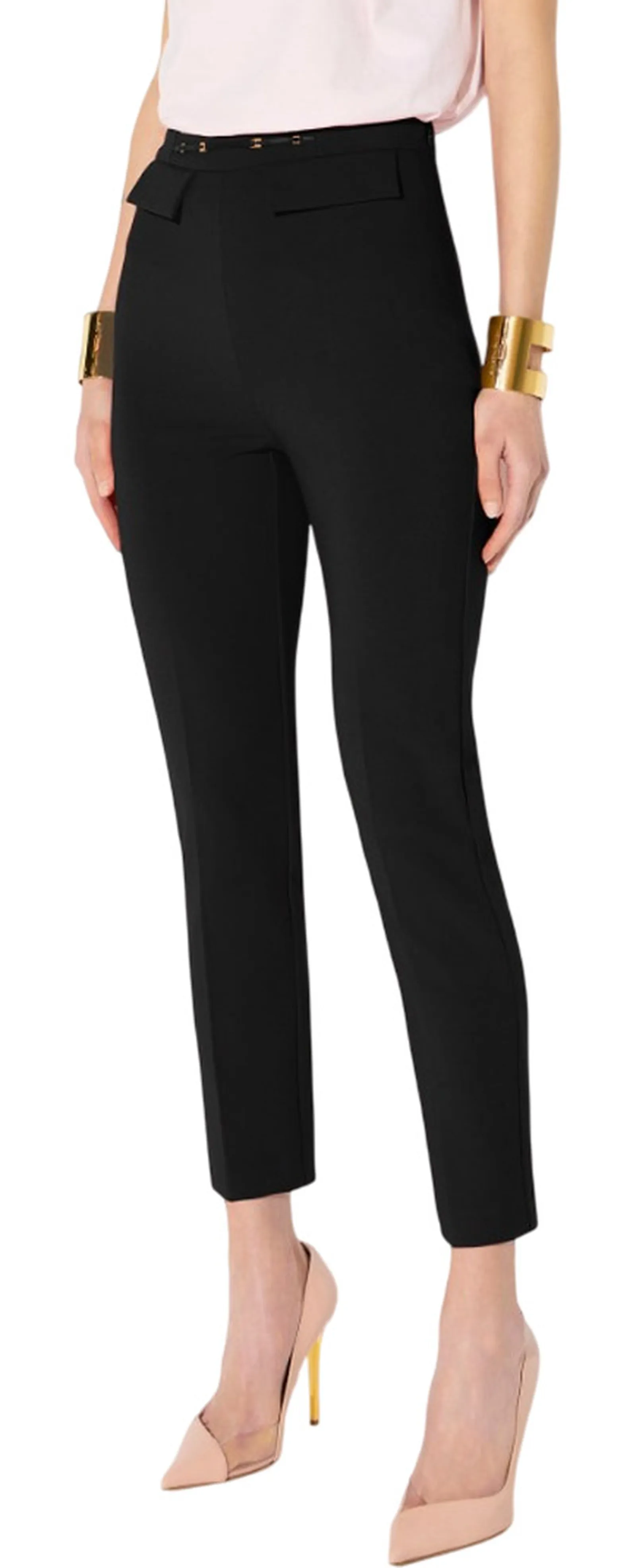 Elisabetta Franchi Pantalone In Doppio Crepe Stretch Nero Pa19566E2 185046