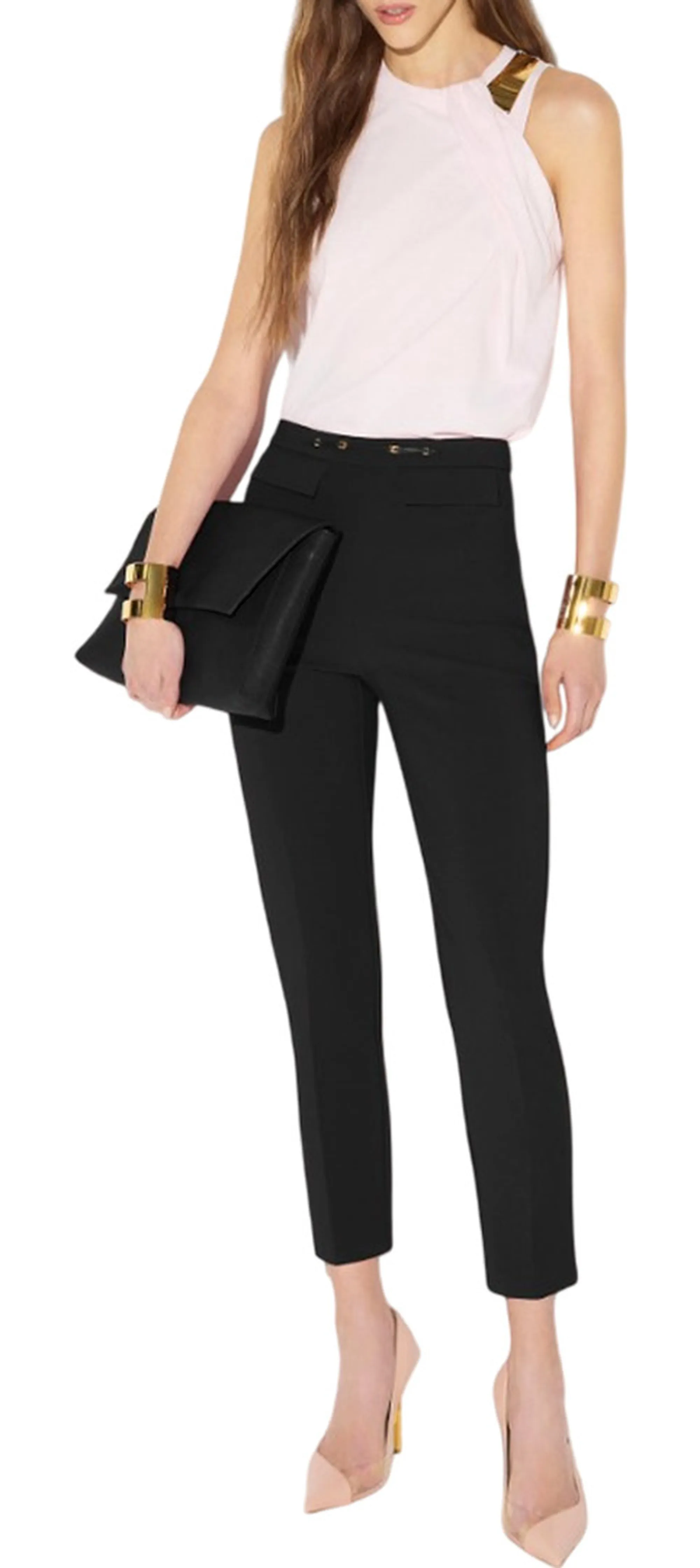 Elisabetta Franchi Pantalone In Doppio Crepe Stretch Nero Pa19566E2 185049