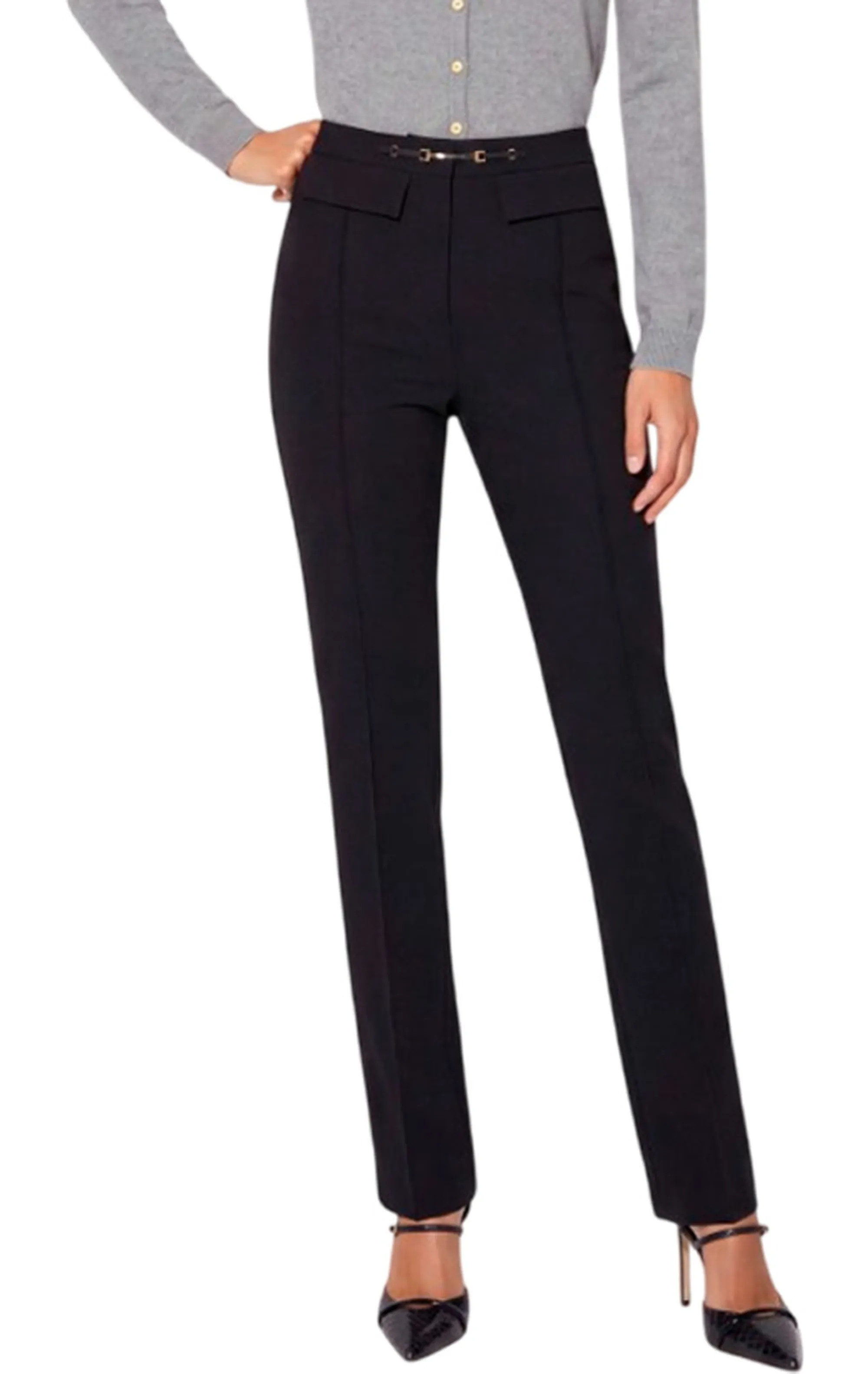 Elisabetta Franchi Pantalone In Doppio Crepe Stretch Nero Pa19666E2 185037
