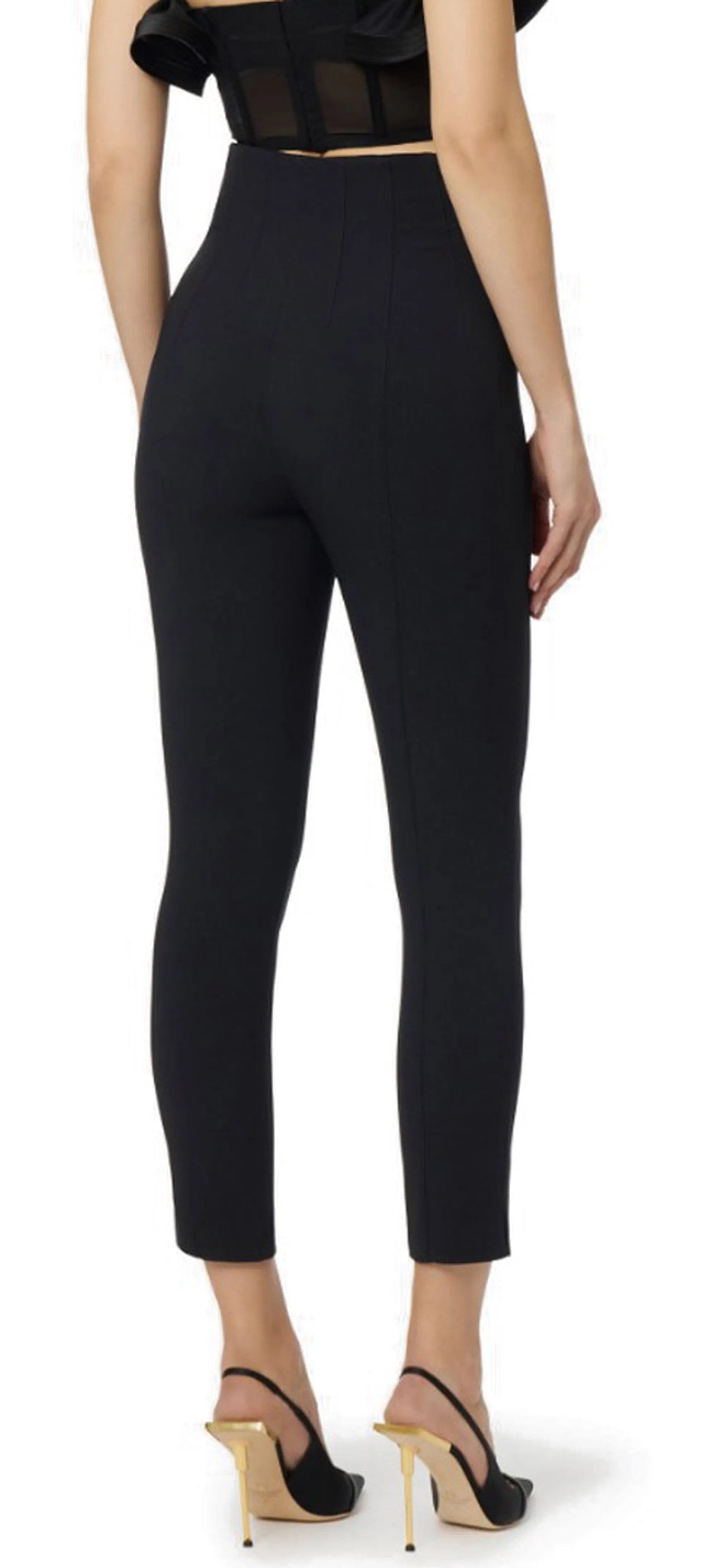 Elisabetta Franchi B'Double Stretch Crepe Trousers With Logo Details' Black Pa16361E2 178038