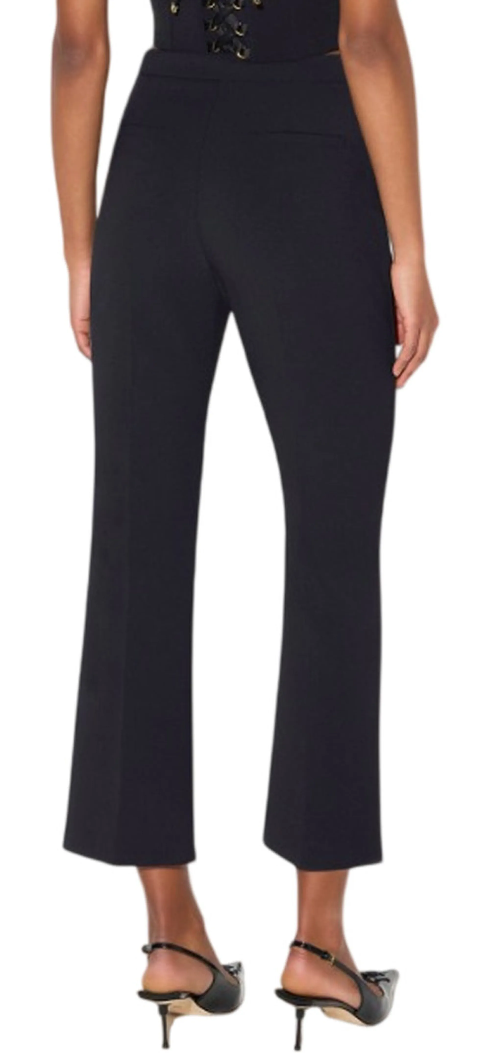 Elisabetta Franchi Pantalone In Doppio Crepe Stretch Con Dettaglio Gioiello Nero Pa19866E2 185015