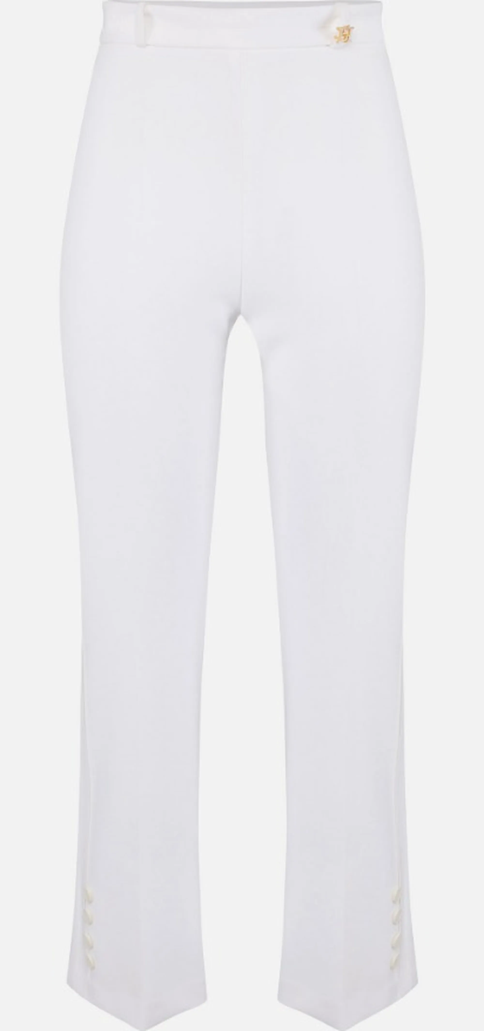 Elisabetta Franchi B'Double Stretch Crepe Trousers With Charm Logo' Ivory Pa16861E2 172432