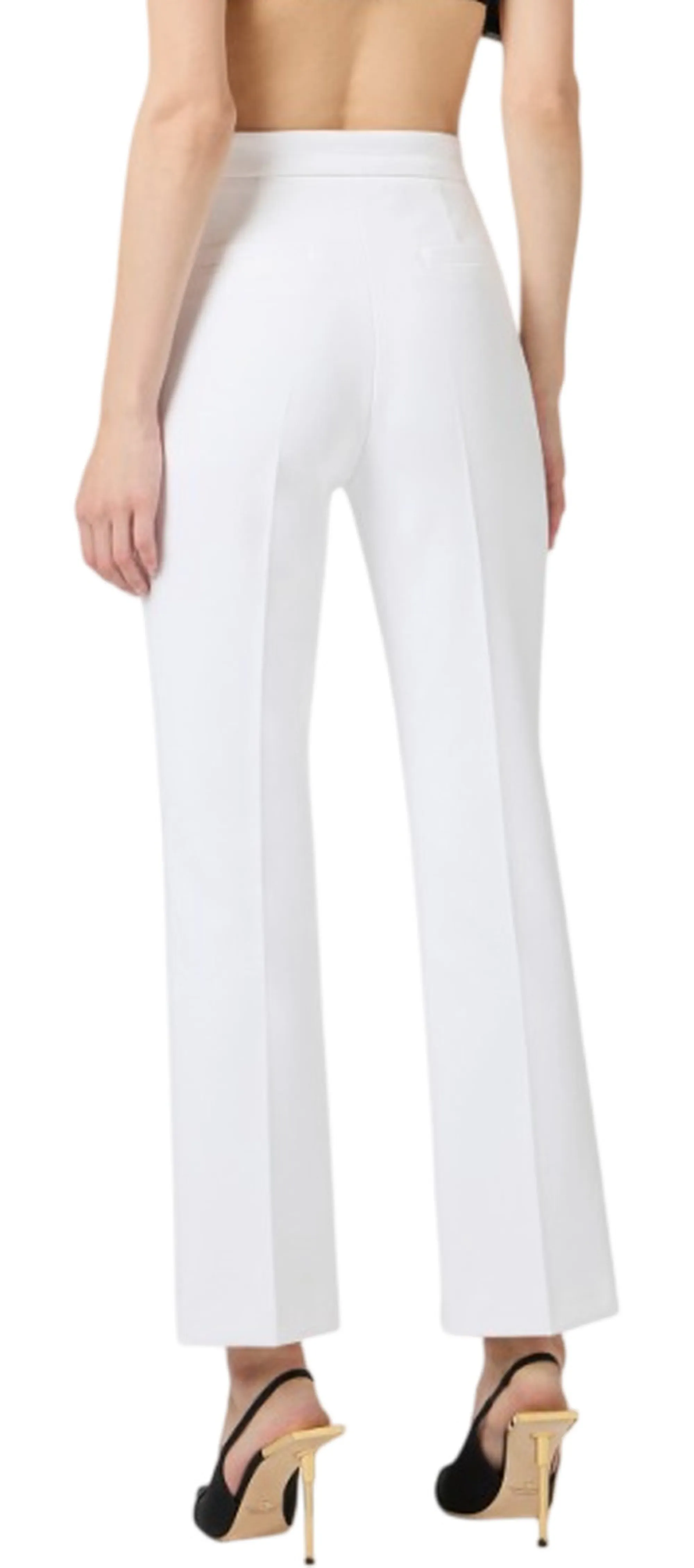 Elisabetta Franchi B'Double Stretch Crepe Trousers With Charm Logo' Ivory Pa16861E2 177874