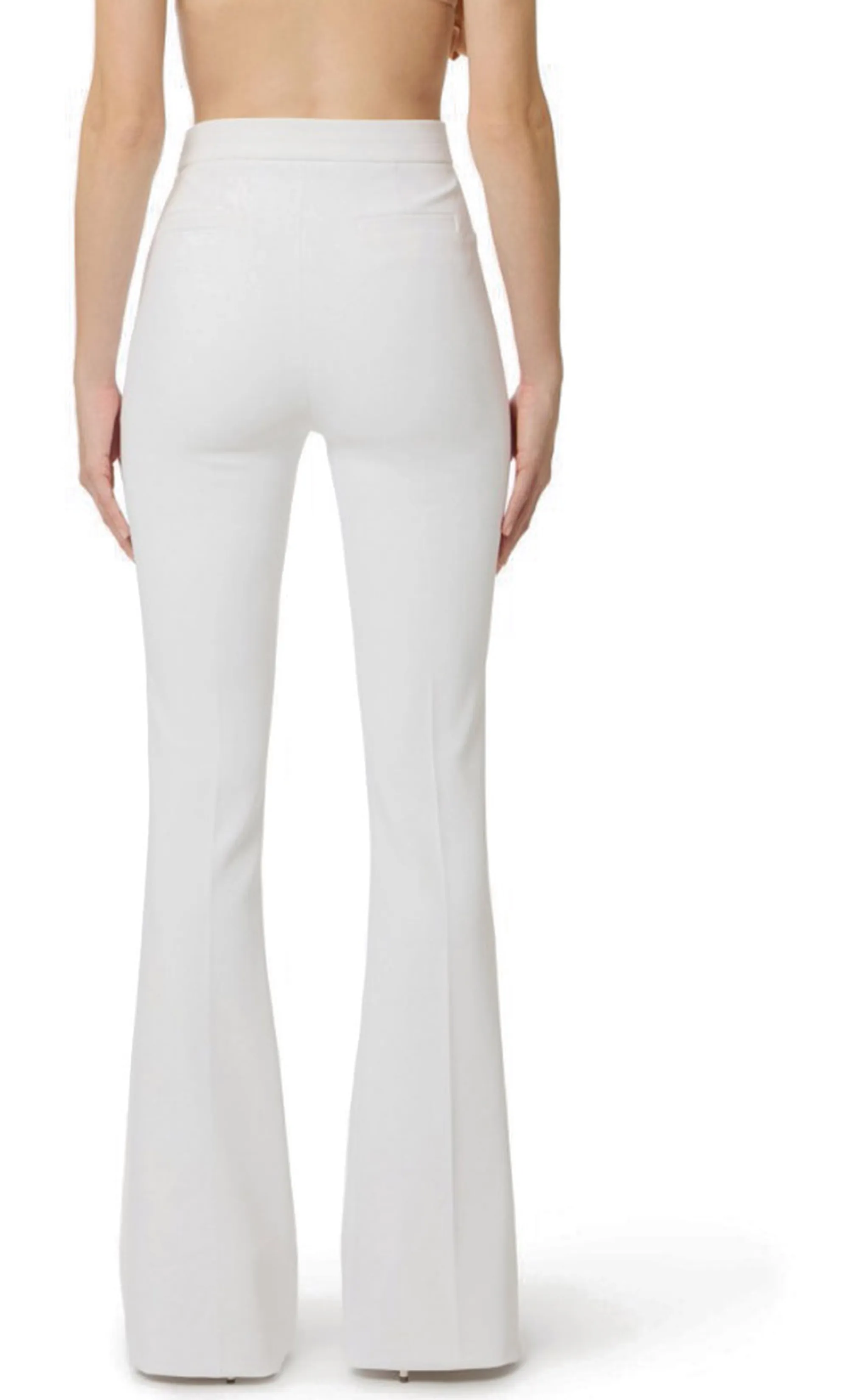 Elisabetta Franchi B'Double Stretch Crepe Trousers With Charm Logo' Ivory Pa16961E2 177836