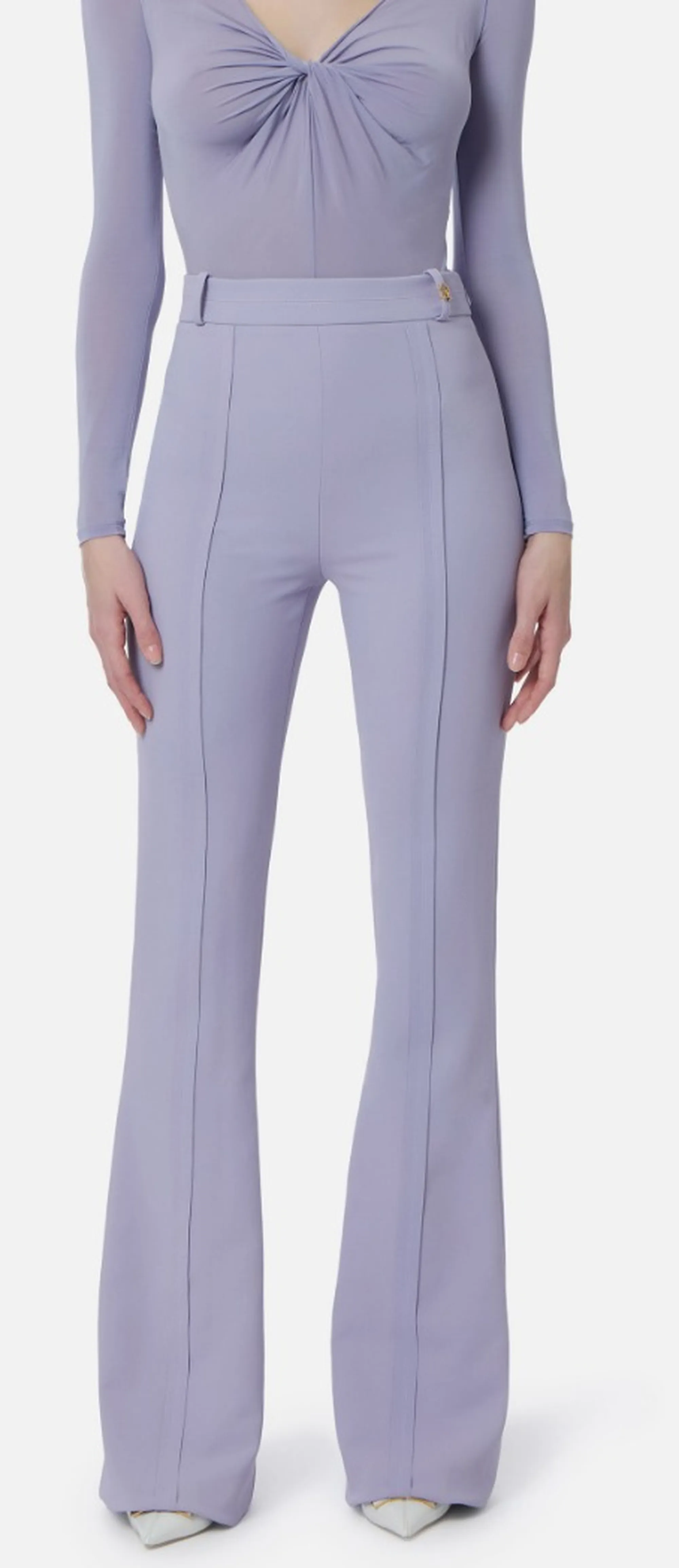 Elisabetta Franchi B'Double Stretch Crepe Trousers With Charm Logo' Small Pa16961E2 172005