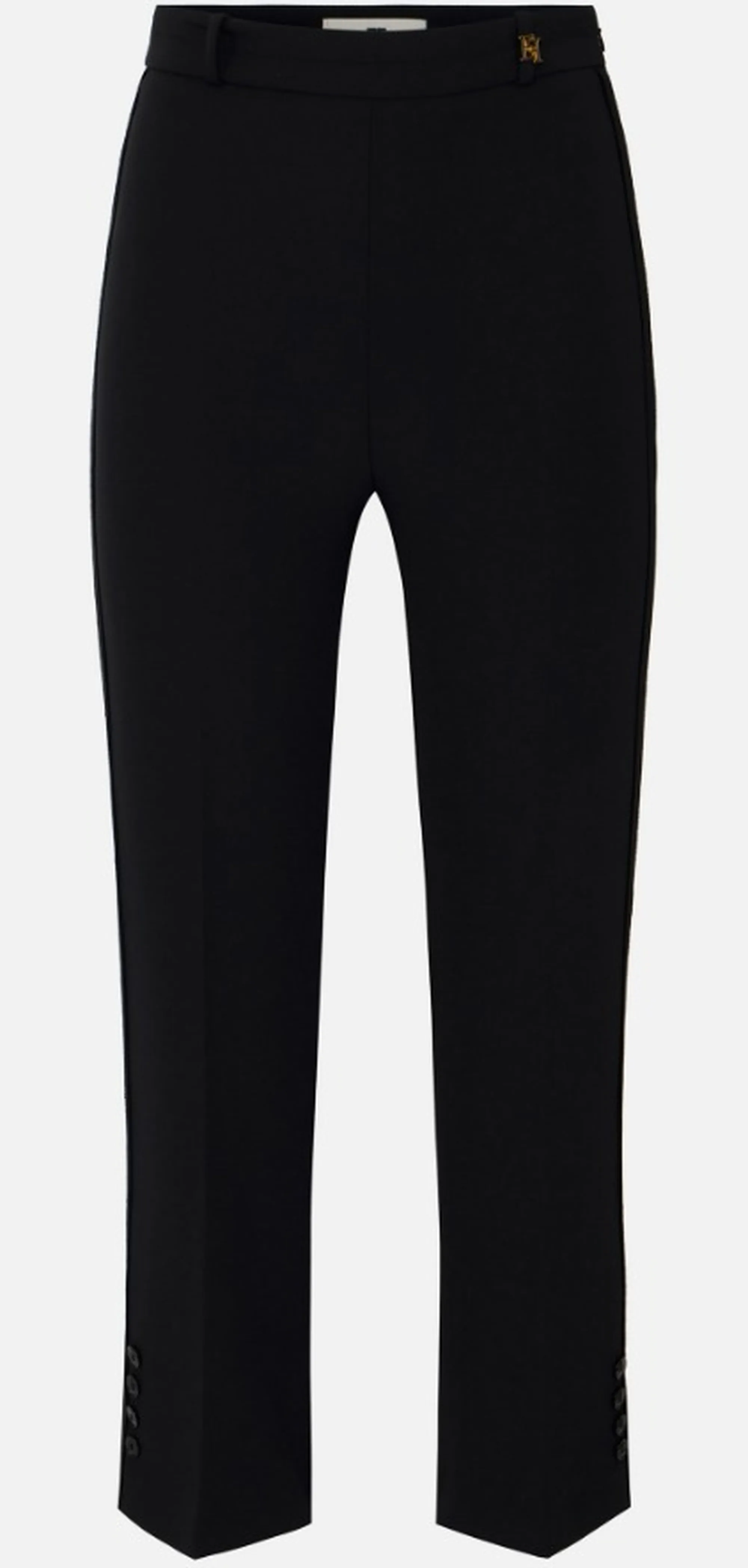 Elisabetta Franchi B'Double Stretch Crepe Trousers With Charm Logo' Black Pa16861E2 172428