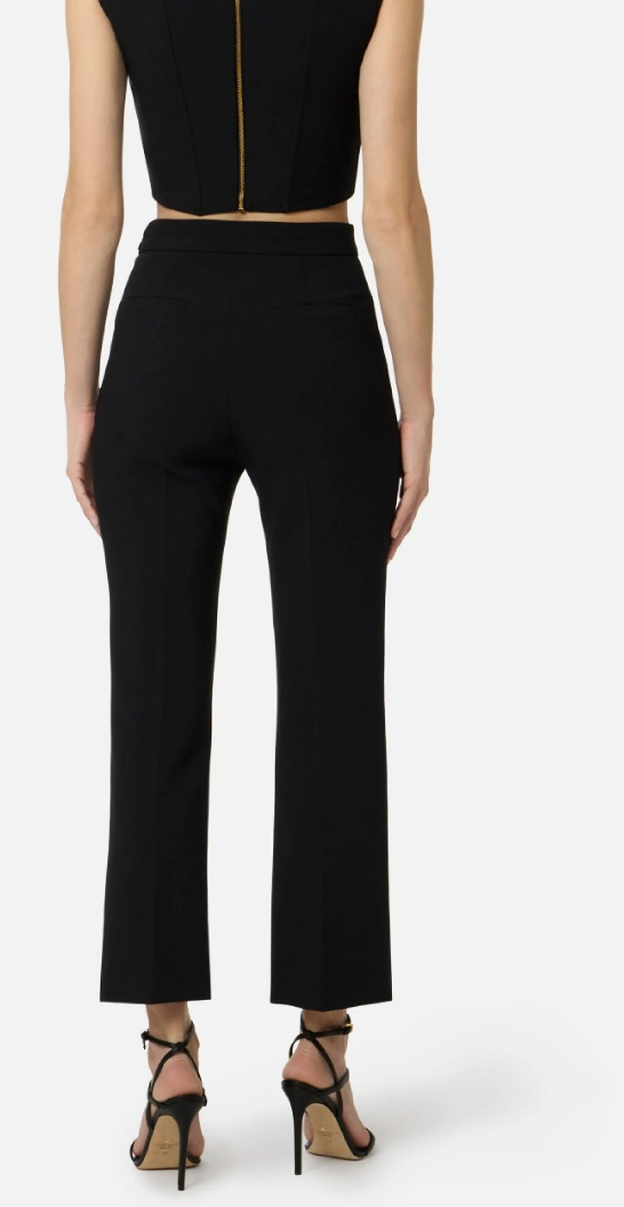 Elisabetta Franchi B'Double Stretch Crepe Trousers With Charm Logo' Black Pa16861E2 172431
