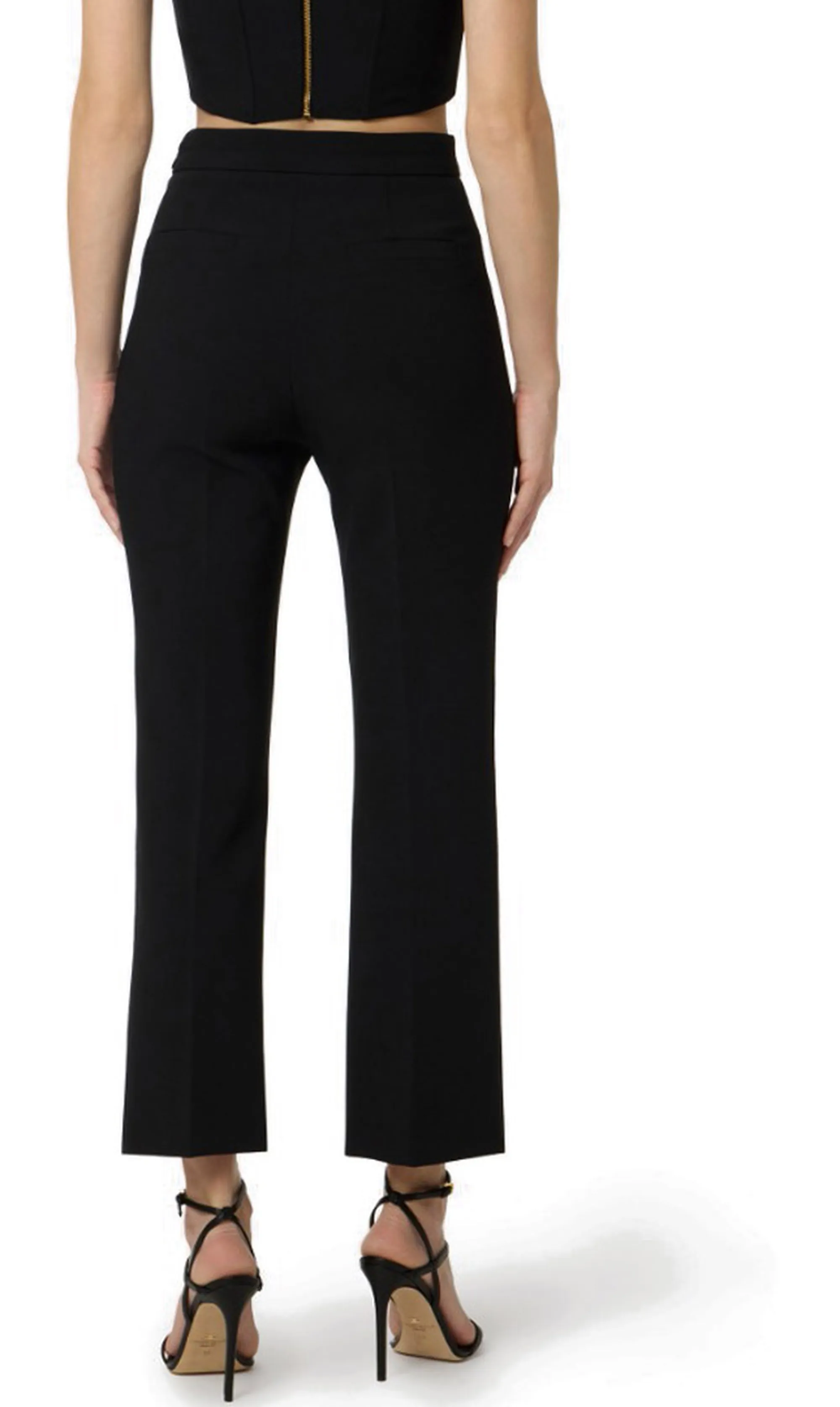 Elisabetta Franchi B'Double Stretch Crepe Trousers With Charm Logo' Black Pa16861E2 177871