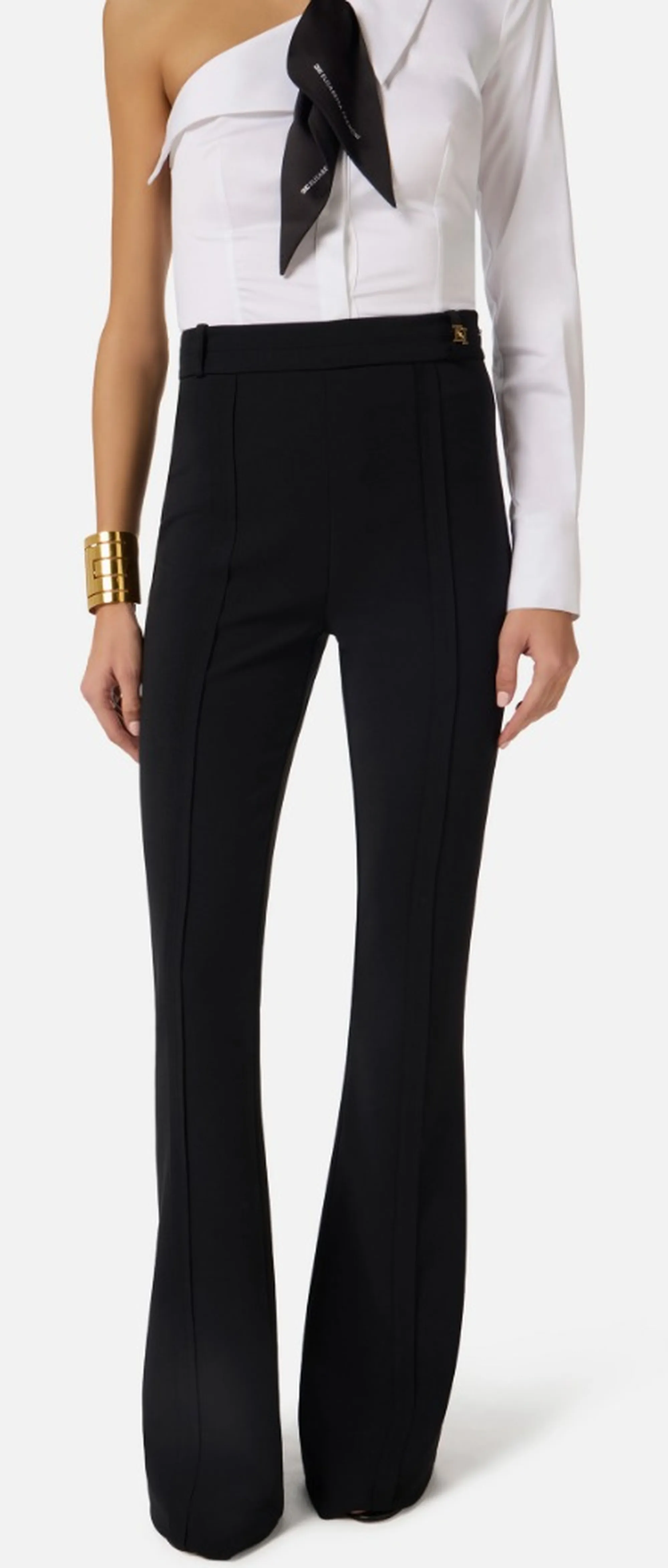 Elisabetta Franchi B'Double Stretch Crepe Trousers With Charm Logo' Black Pa16961E2 171997