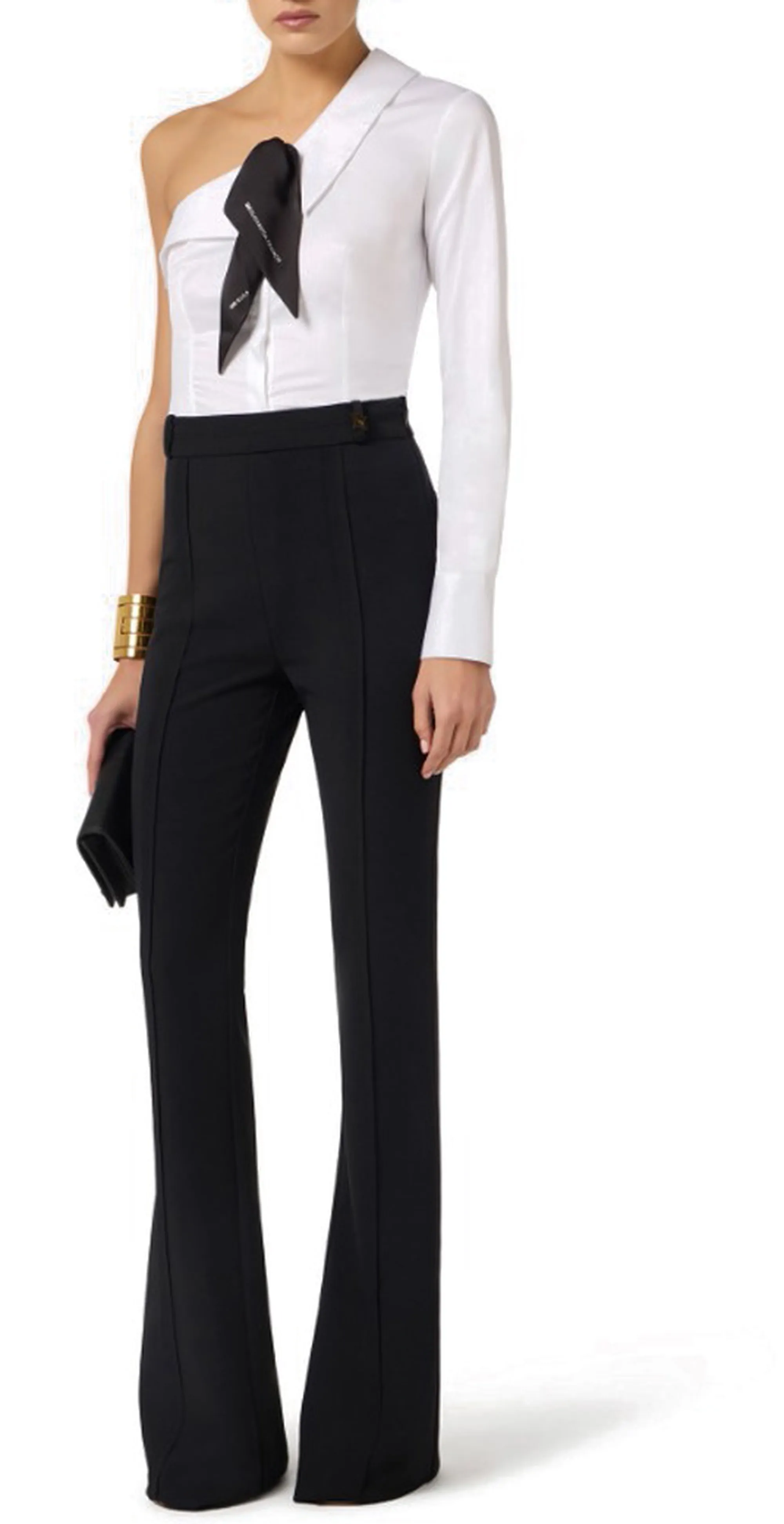 Elisabetta Franchi B'Double Stretch Crepe Trousers With Charm Logo' Black Pa16961E2 177848
