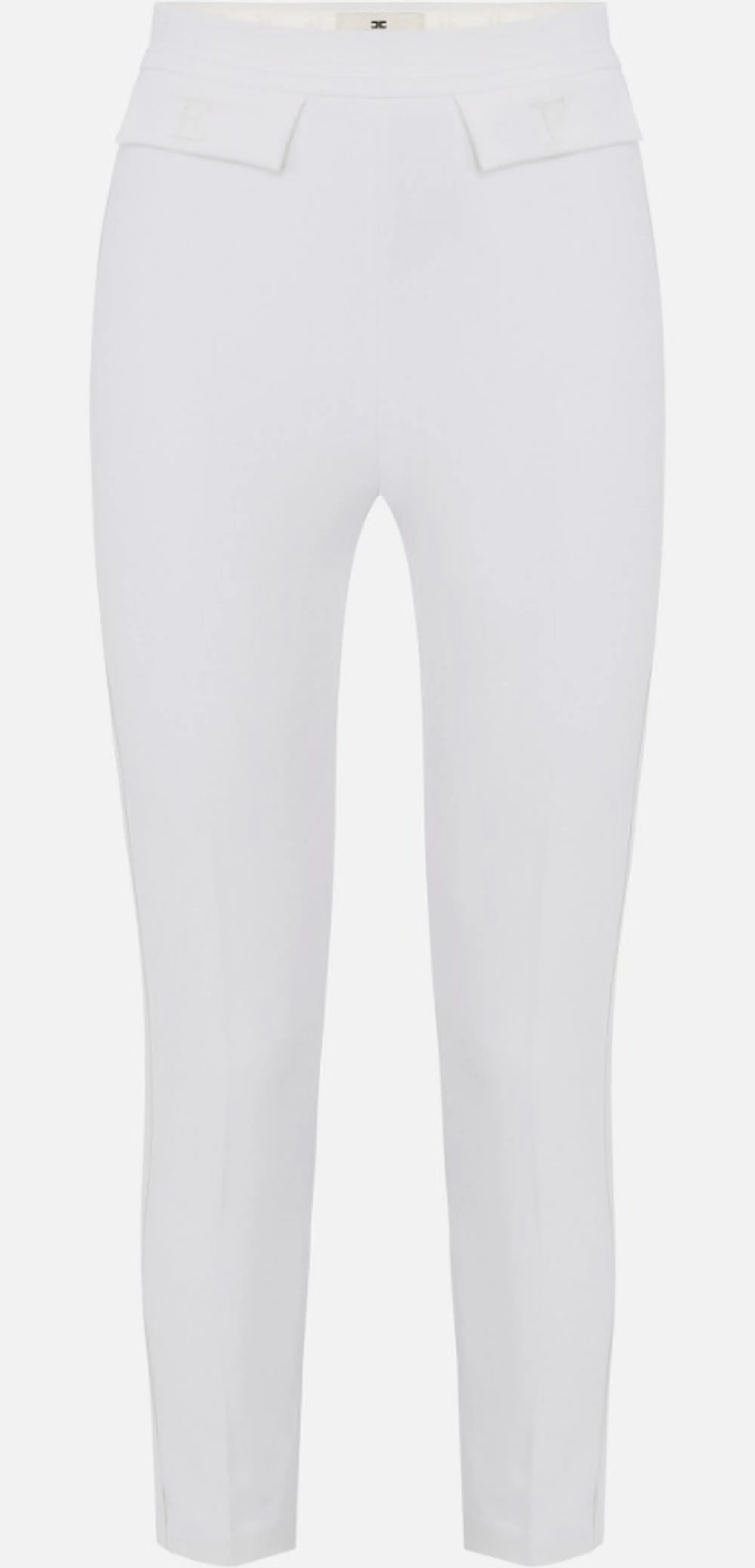 Elisabetta Franchi B'Double Stretch Crepe Trousers With Embroidered Logo' Ivory Pa17061E2 172012