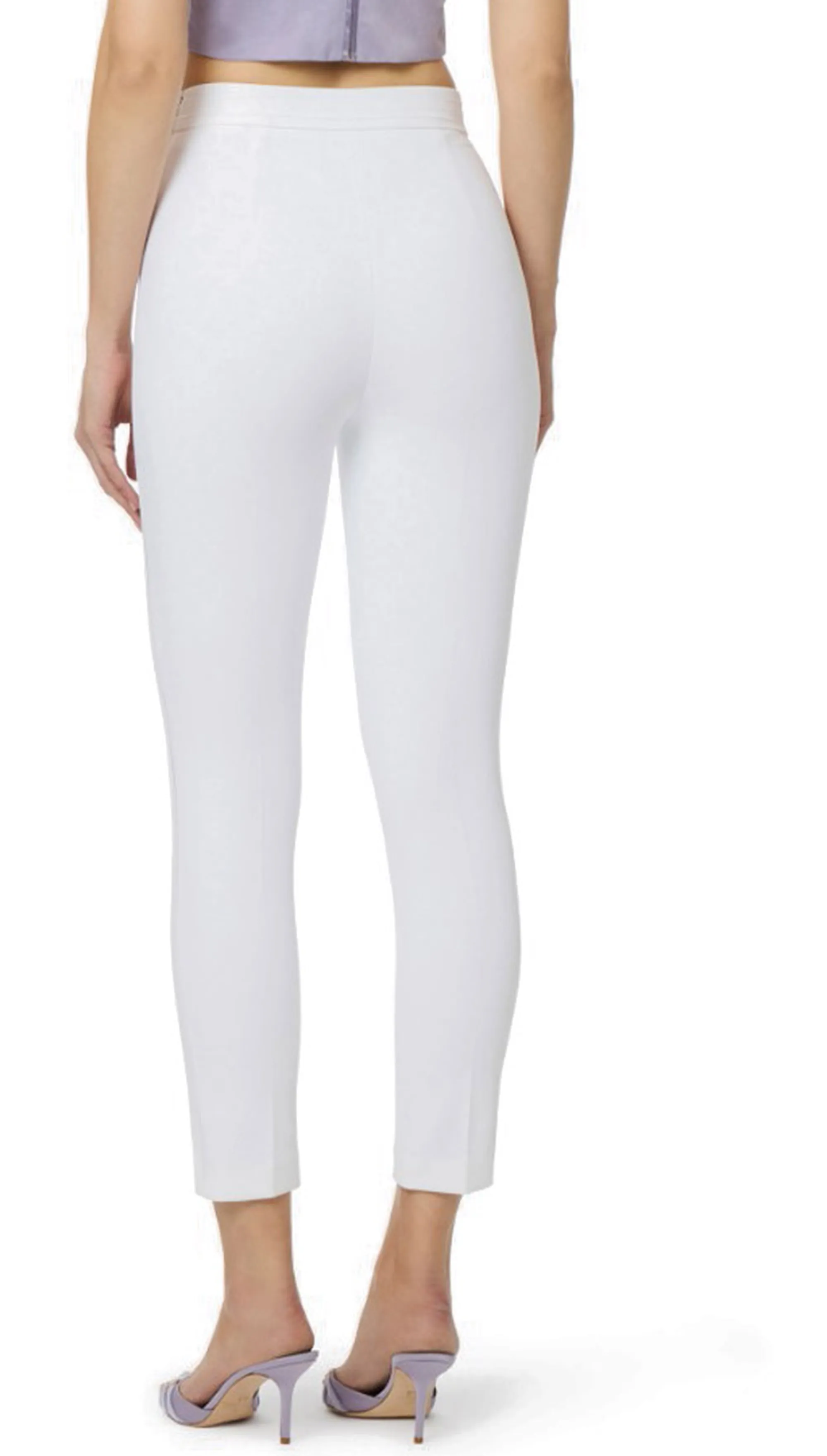 Elisabetta Franchi B'Double Stretch Crepe Trousers With Embroidered Logo' Ivory Pa17061E2 177828