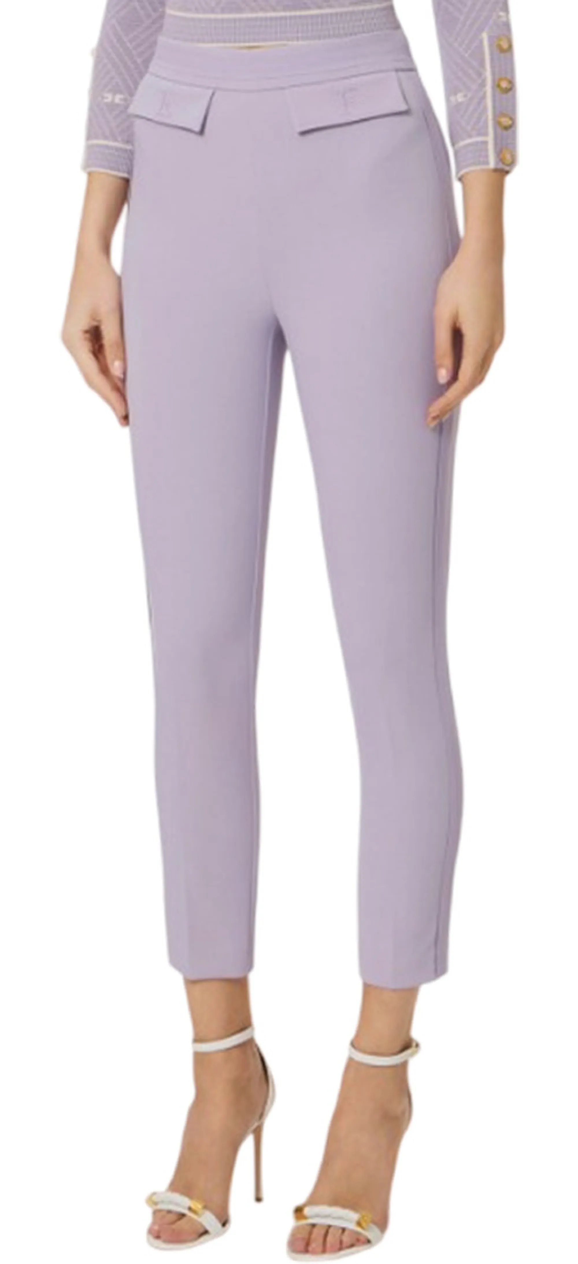 Elisabetta Franchi B'Double Stretch Crepe Trousers With Embroidered Logo' Small Pa17061E2 177829