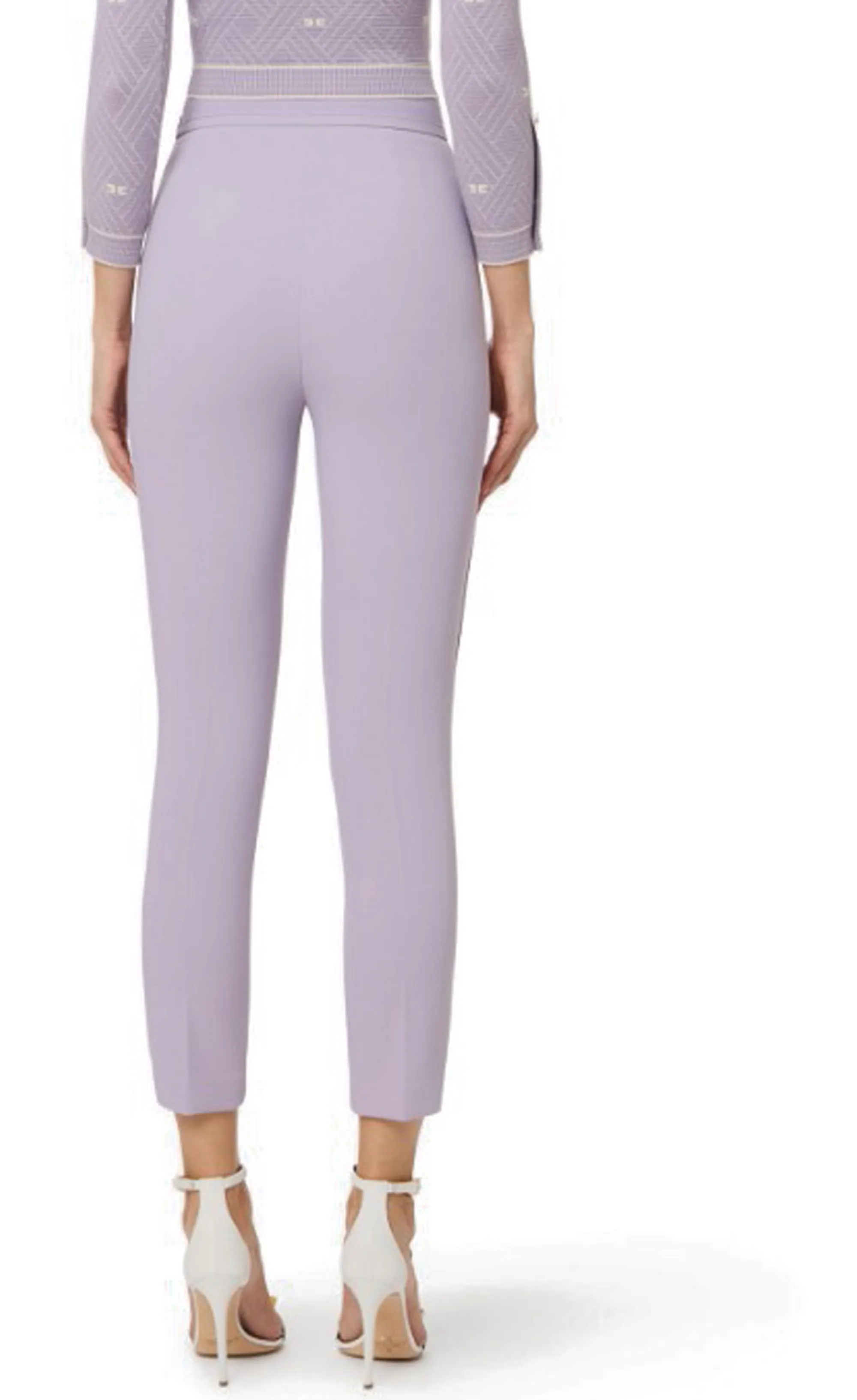 Elisabetta Franchi B'Double Stretch Crepe Trousers With Embroidered Logo' Small Pa17061E2 177830