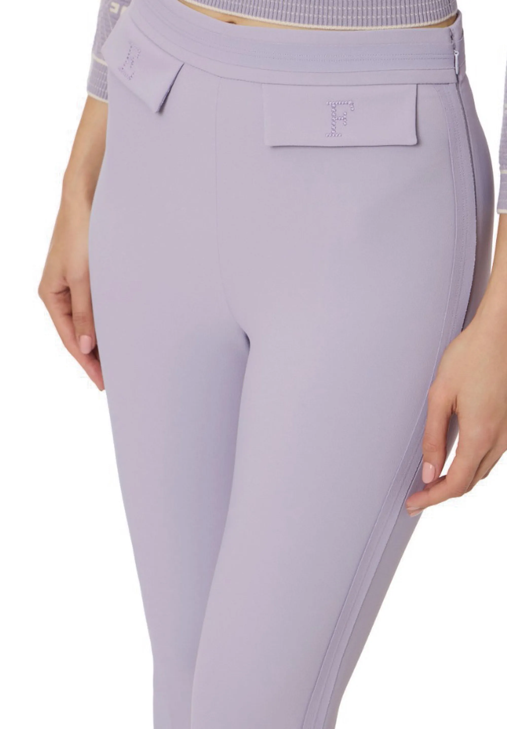 Elisabetta Franchi B'Double Stretch Crepe Trousers With Embroidered Logo' Small Pa17061E2 177832