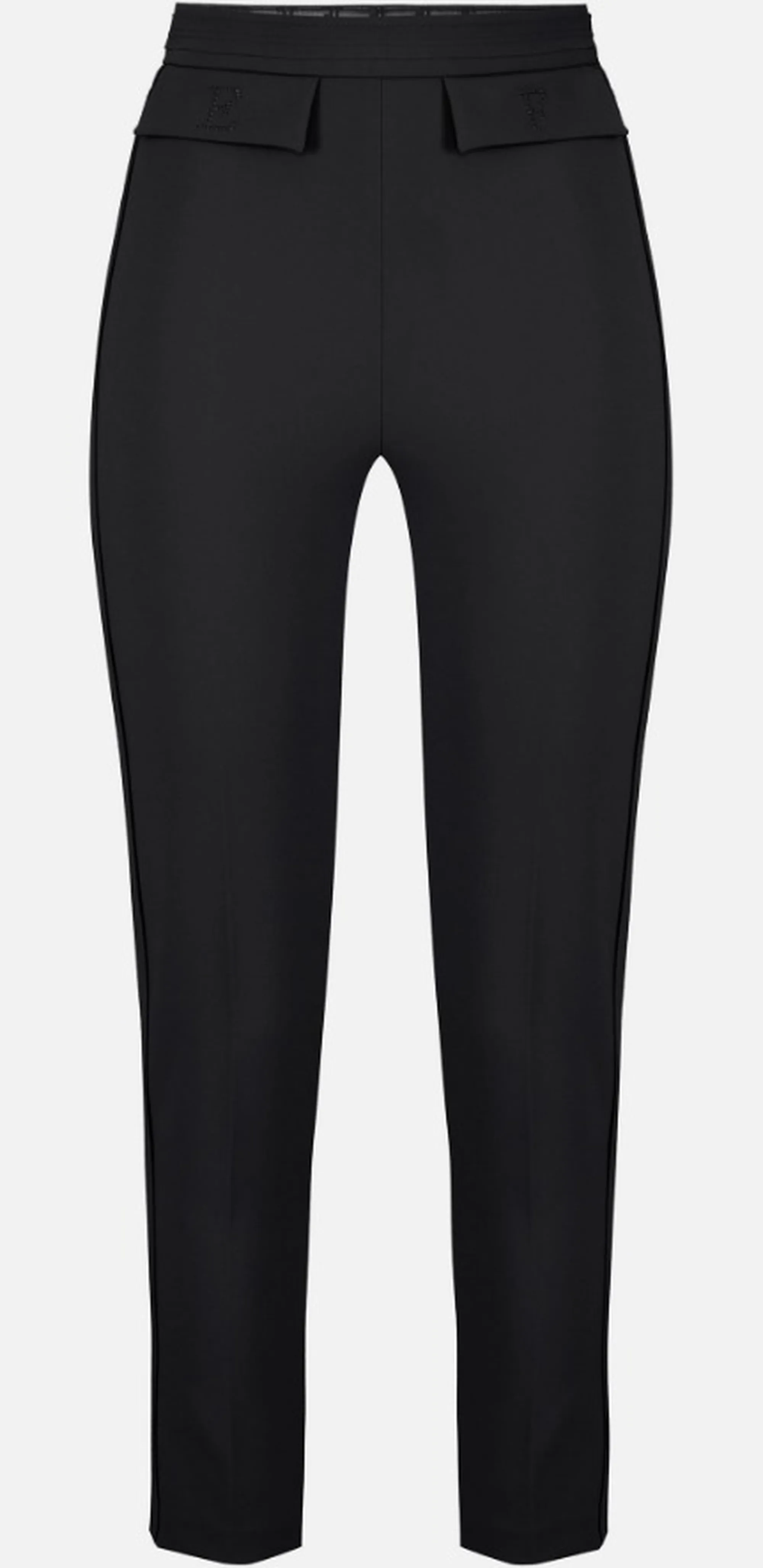 Elisabetta Franchi B'Double Stretch Crepe Trousers With Embroidered Logo' Black Pa17061E2 172008