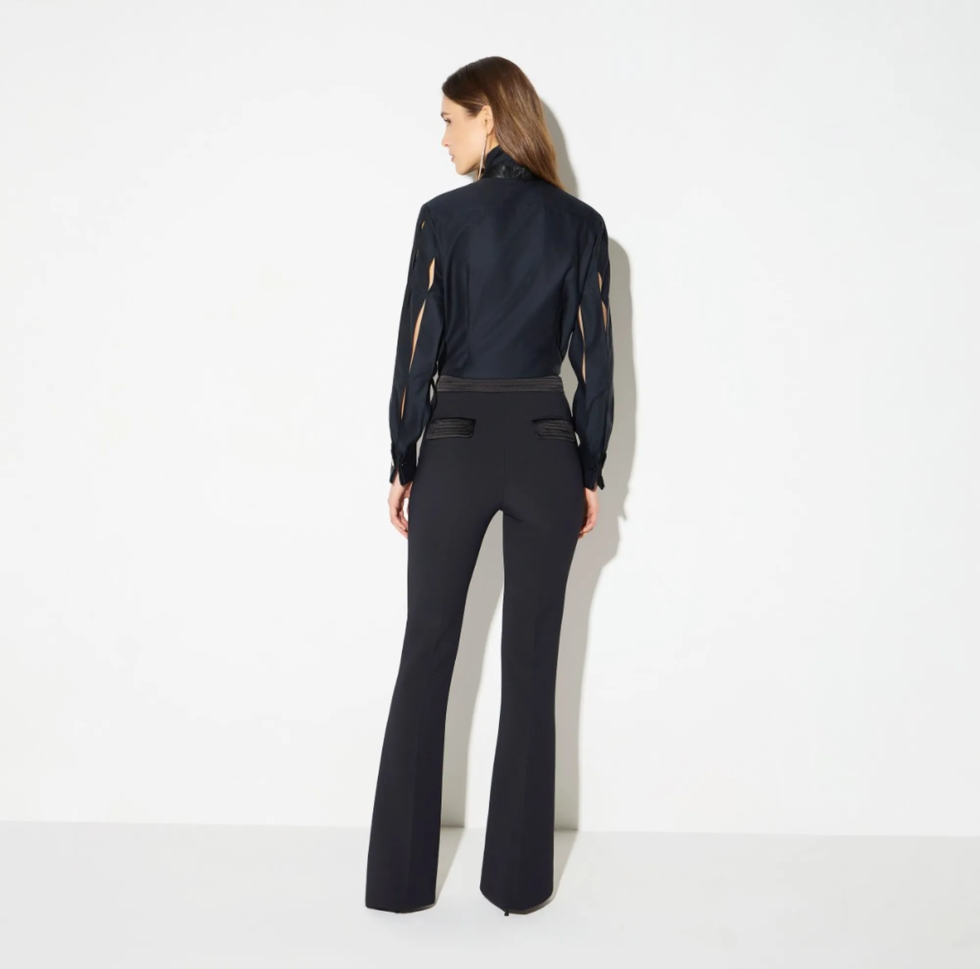 Elisabetta Franchi B'Double Stretch Crepe And Satin Trousers' Black Pa19366E2 193187