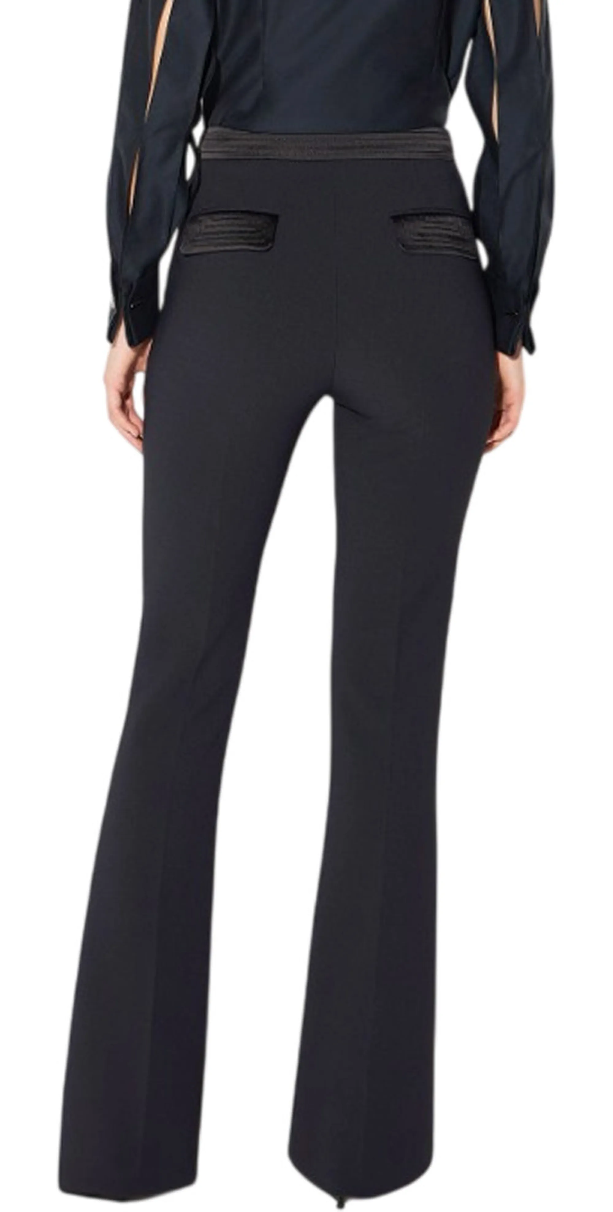 Elisabetta Franchi Pantalone In Doppio Crepe Stretch E Raso Nero Pa19366E2 195633