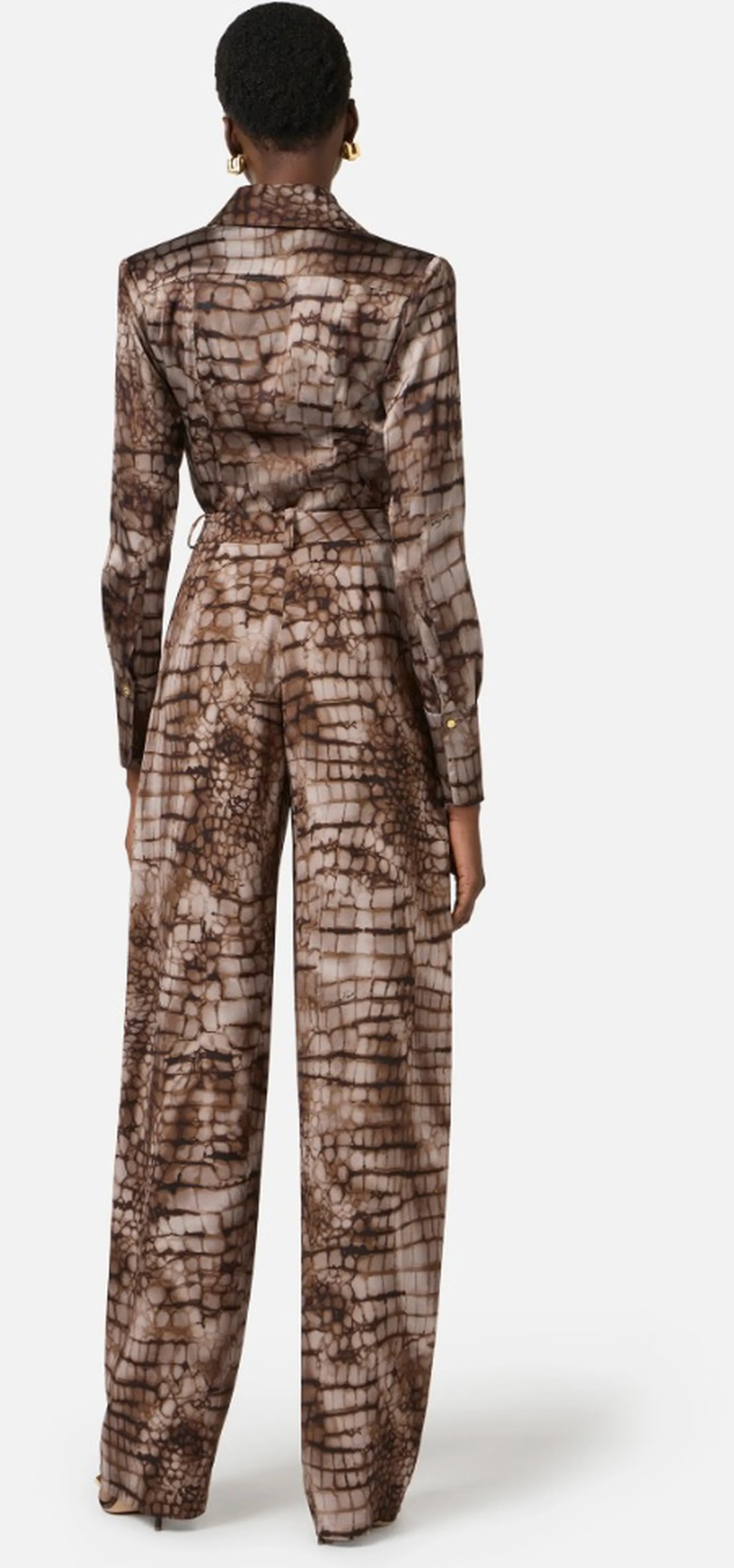 Elisabetta Franchi B'Lightweight Jersey Trousers With Alligator Print' Cacao Pa16261E2 172296