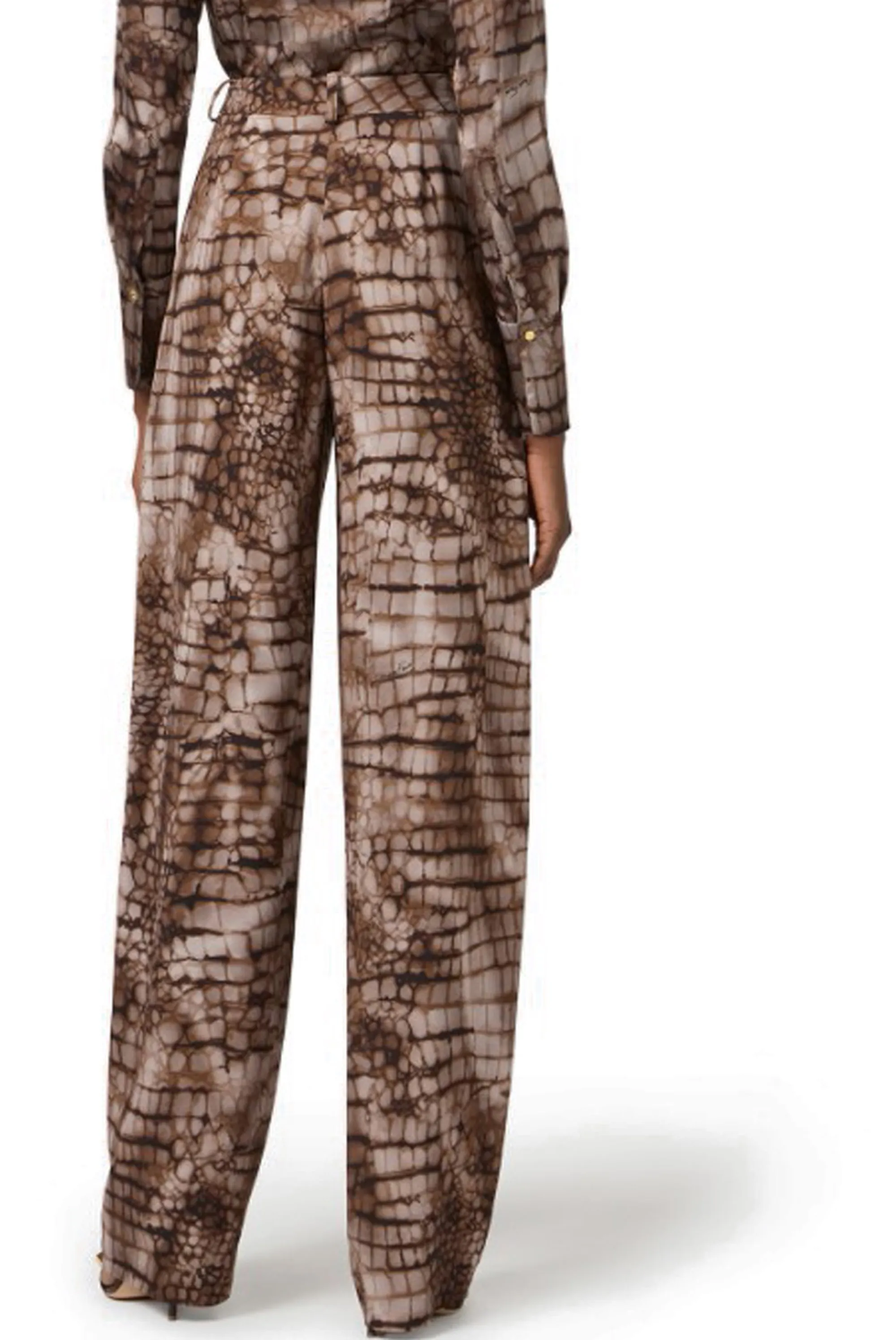 Elisabetta Franchi B'Lightweight Jersey Trousers With Alligator Print' Cacao Pa16261E2 178049