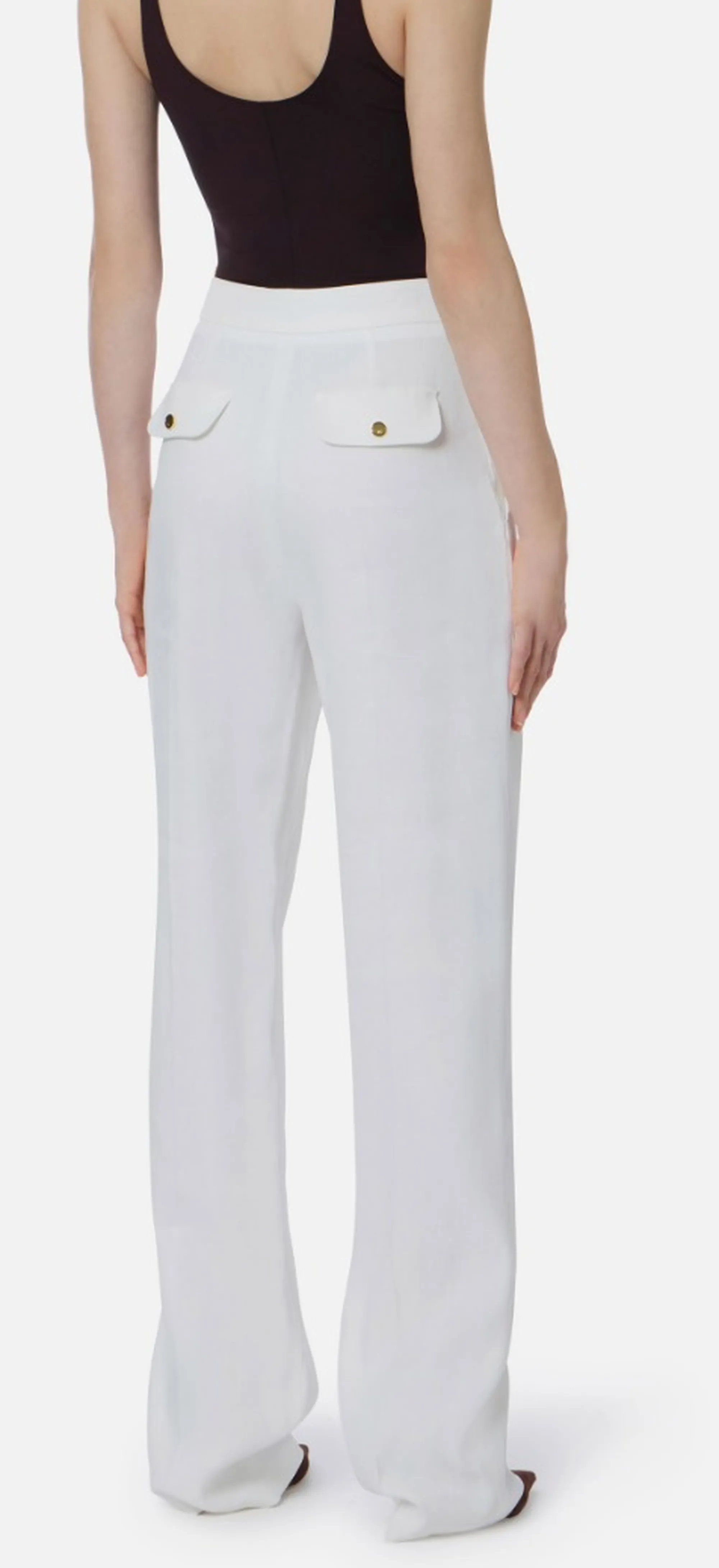 Elisabetta Franchi B'Linen Blend Trousers' Ivory Pa17962E2 172095