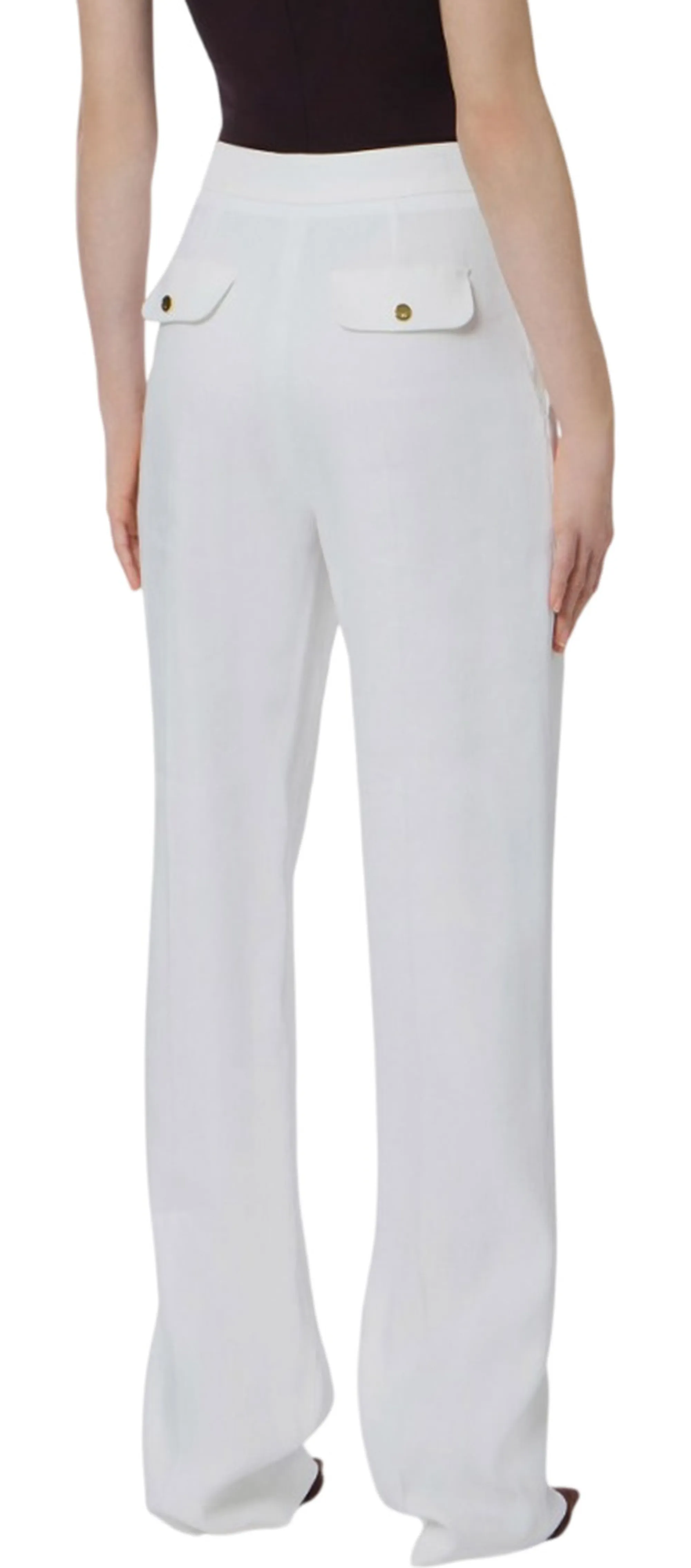 Elisabetta Franchi B'Linen Blend Trousers' Ivory Pa17962E2 177806