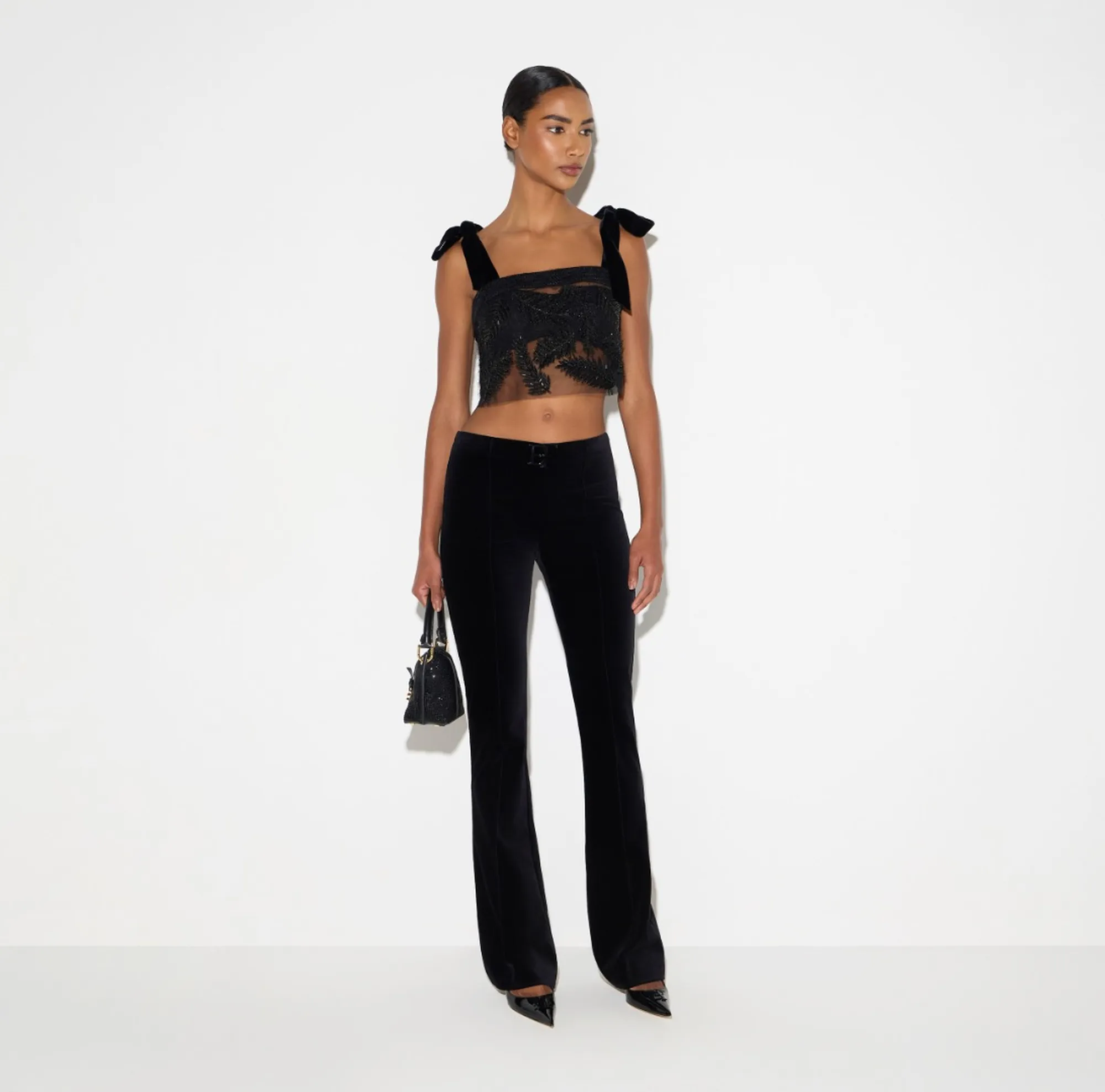 Elisabetta Franchi B'Velvet Trousers' Black Pa22467E2 188377