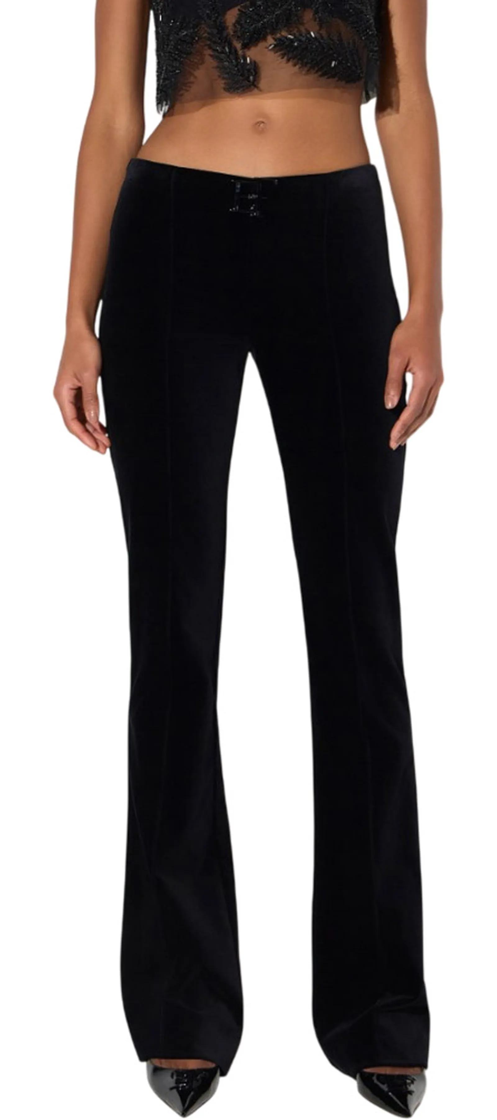 Elisabetta Franchi Pantalone In Velluto Nero Pa22467E2 188890