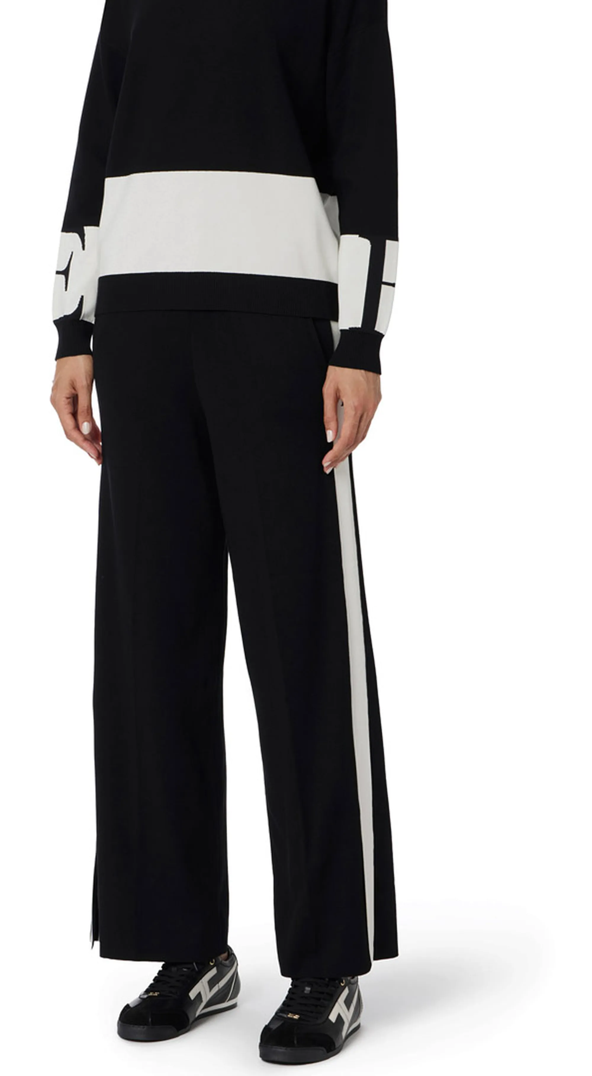 Elisabetta Franchi Pantalone In Viscosa Con Bande Lucide Kp69S56E2 153645
