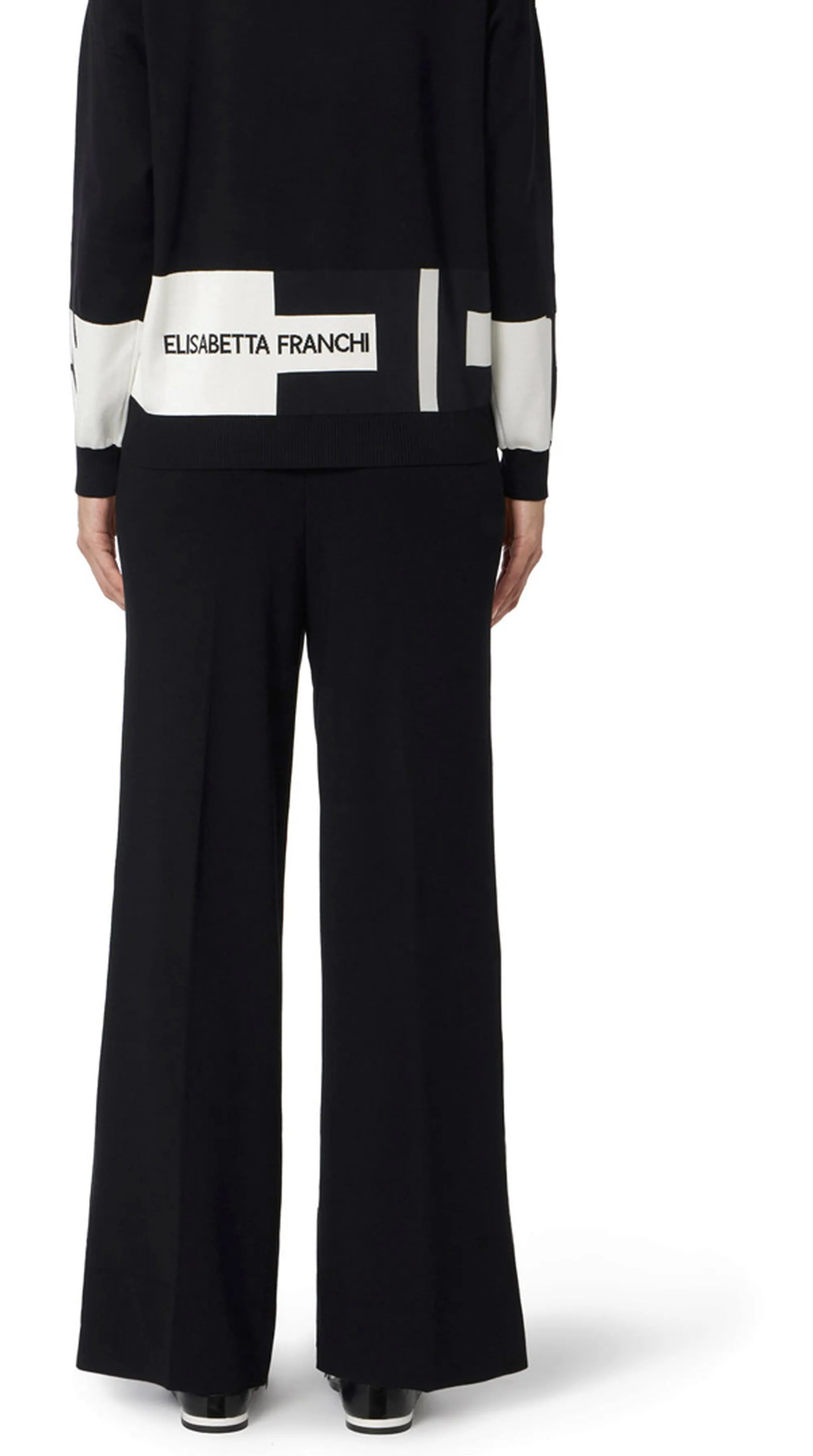 Elisabetta Franchi Pantalone In Viscosa Con Bande Lucide Kp69S56E2 153647