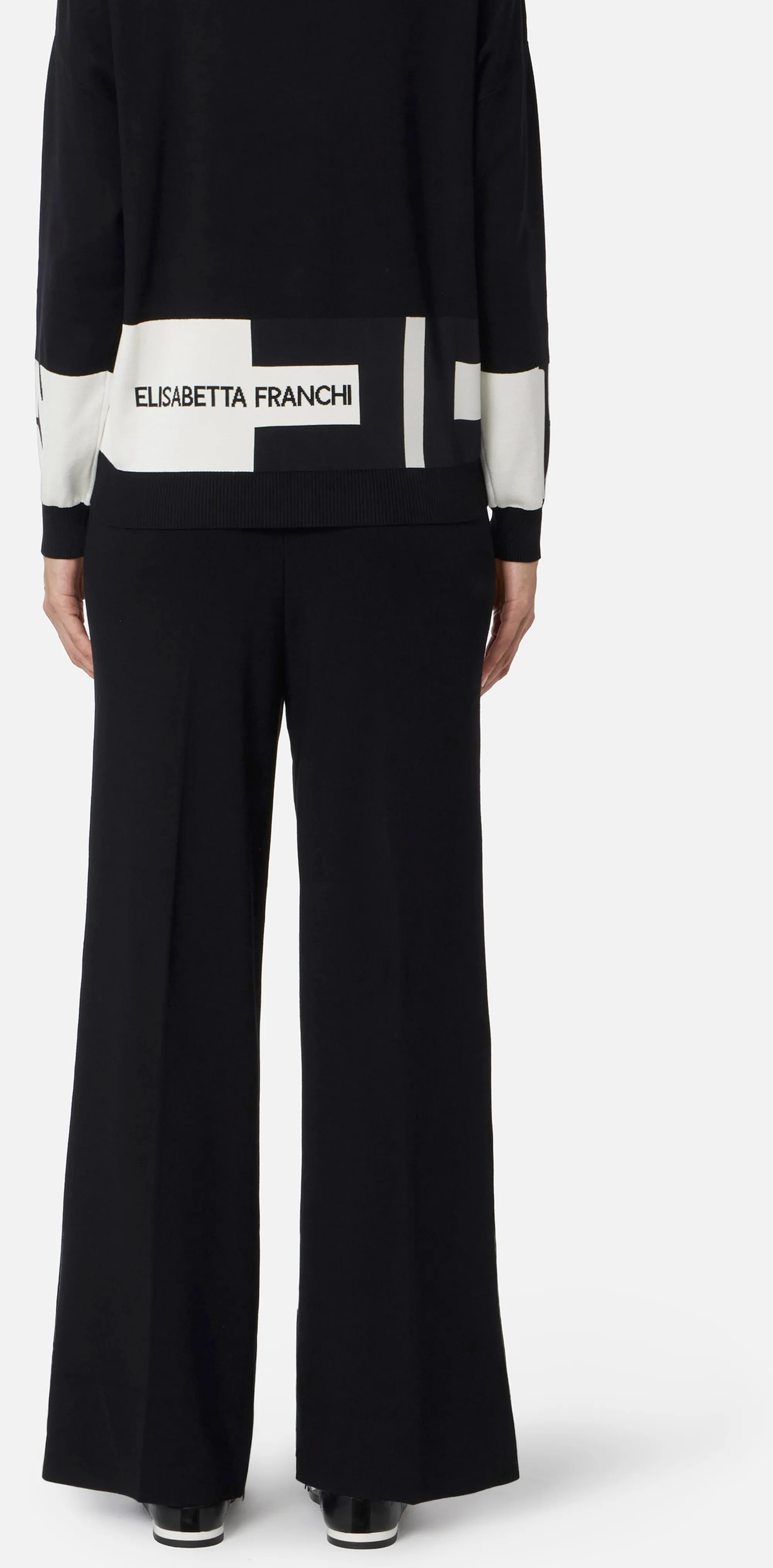 Elisabetta Franchi B'Viscose Trousers With Shiny Bands' Black Kp69S56E2 152999