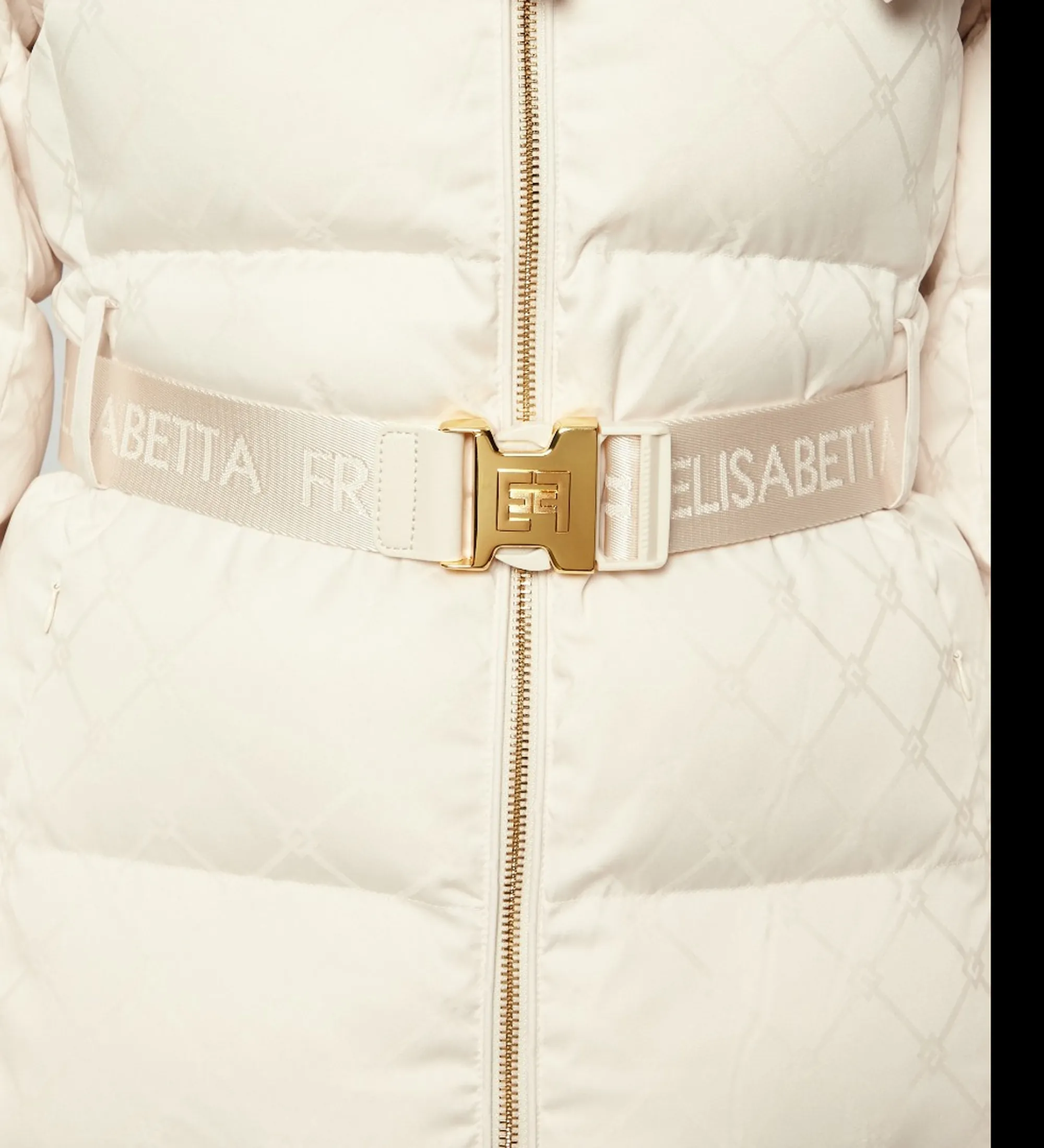 Elisabetta Franchi B'Jacquard Sail Fabric Down Jacket With Belt' Milk Pi83D56E2 166537