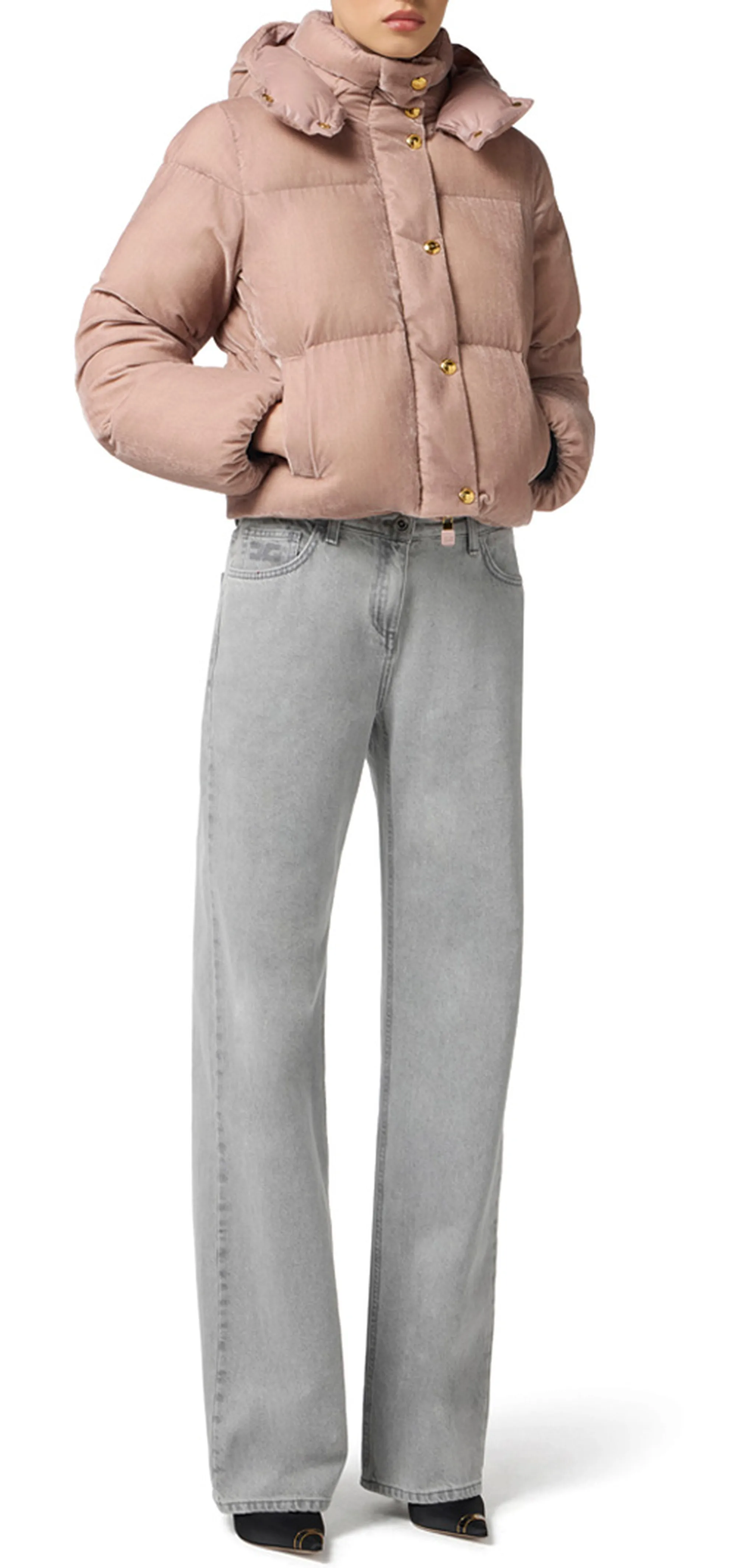 Elisabetta Franchi B'Velvet Down Jacket With Hood' Sunrise Pi82D56E2 160172