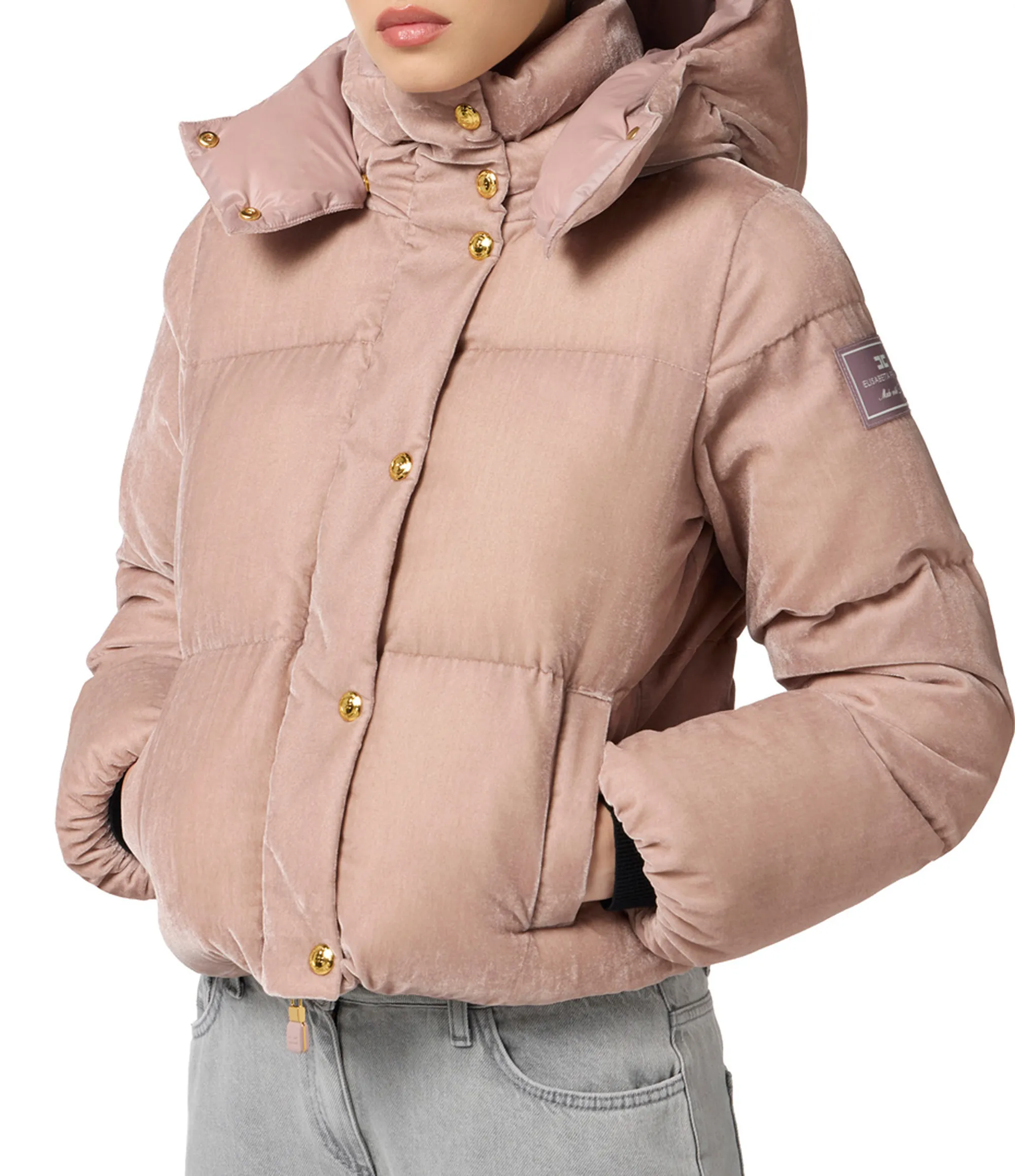Elisabetta Franchi B'Velvet Down Jacket With Hood' Sunrise Pi82D56E2 160175
